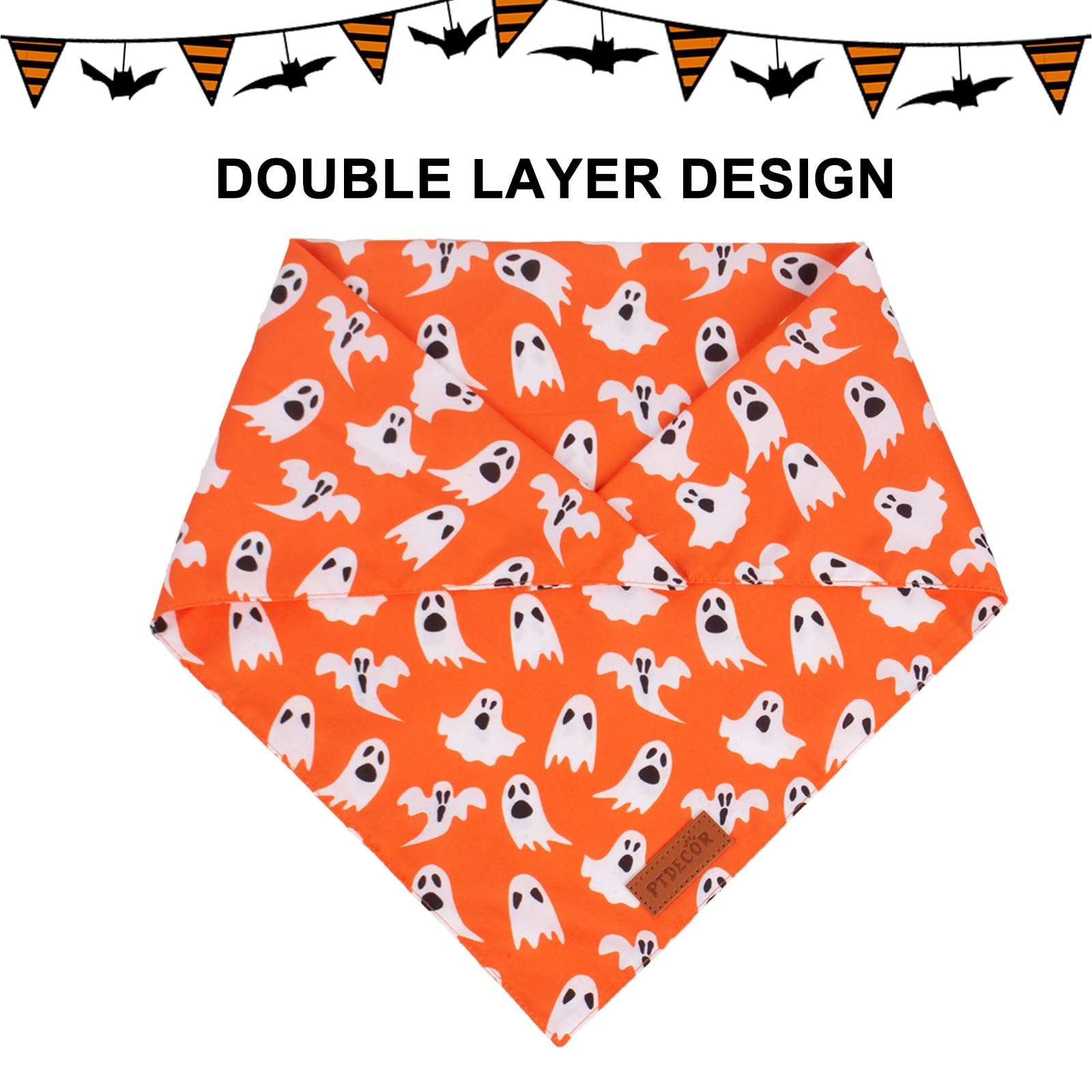 Ptdecor Halloween Dog Bandana, Reversible Holiday Pet Puppy Scarf, Multi Size, Triangle Halloween Bandanas For Medium Large Dogs