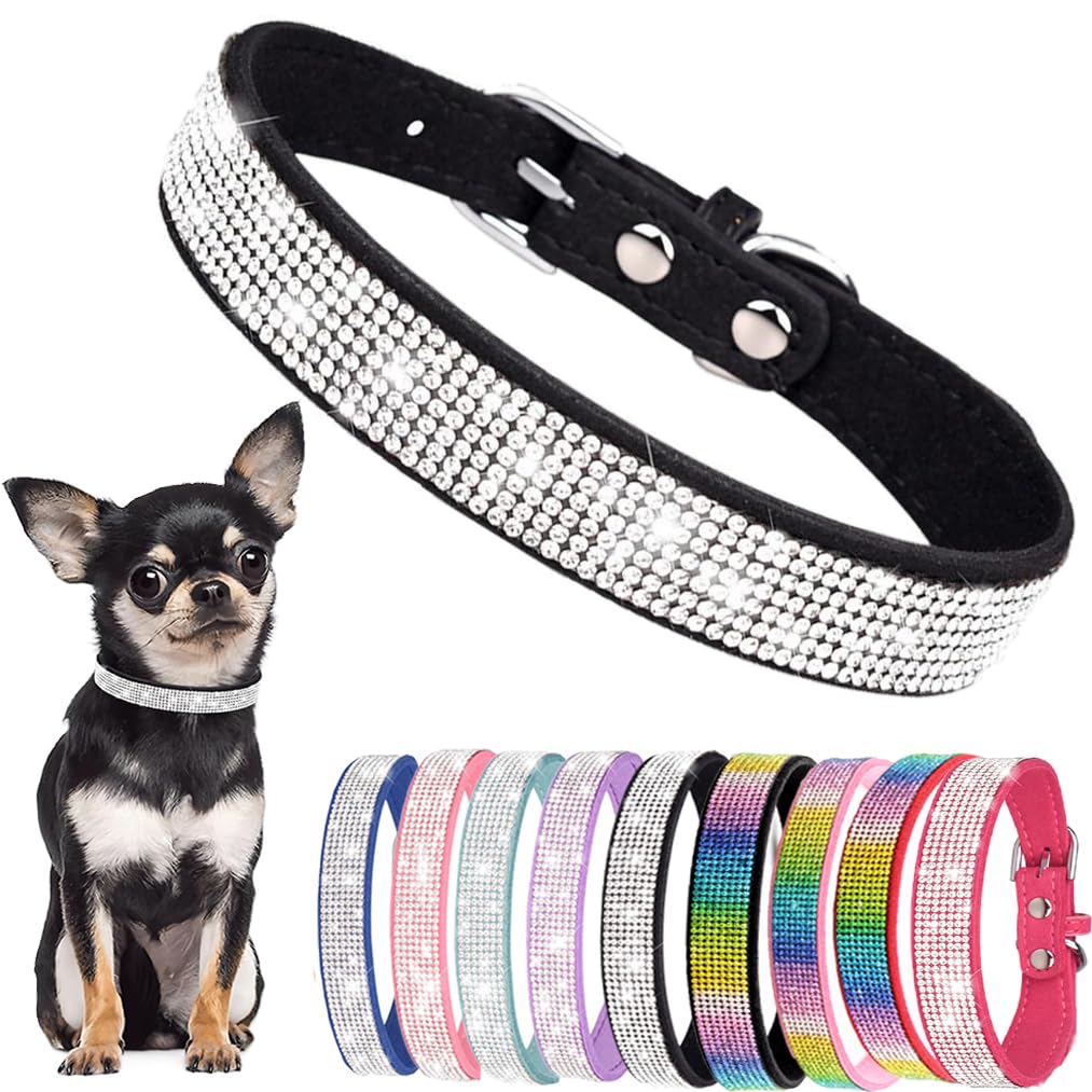 Diamond Xs Dog Collar Girl, Bling Dog Collar With Rhinestone Crystal Glitter Female Dog Collars For Puppy Xxs Xs Small Dogs And 