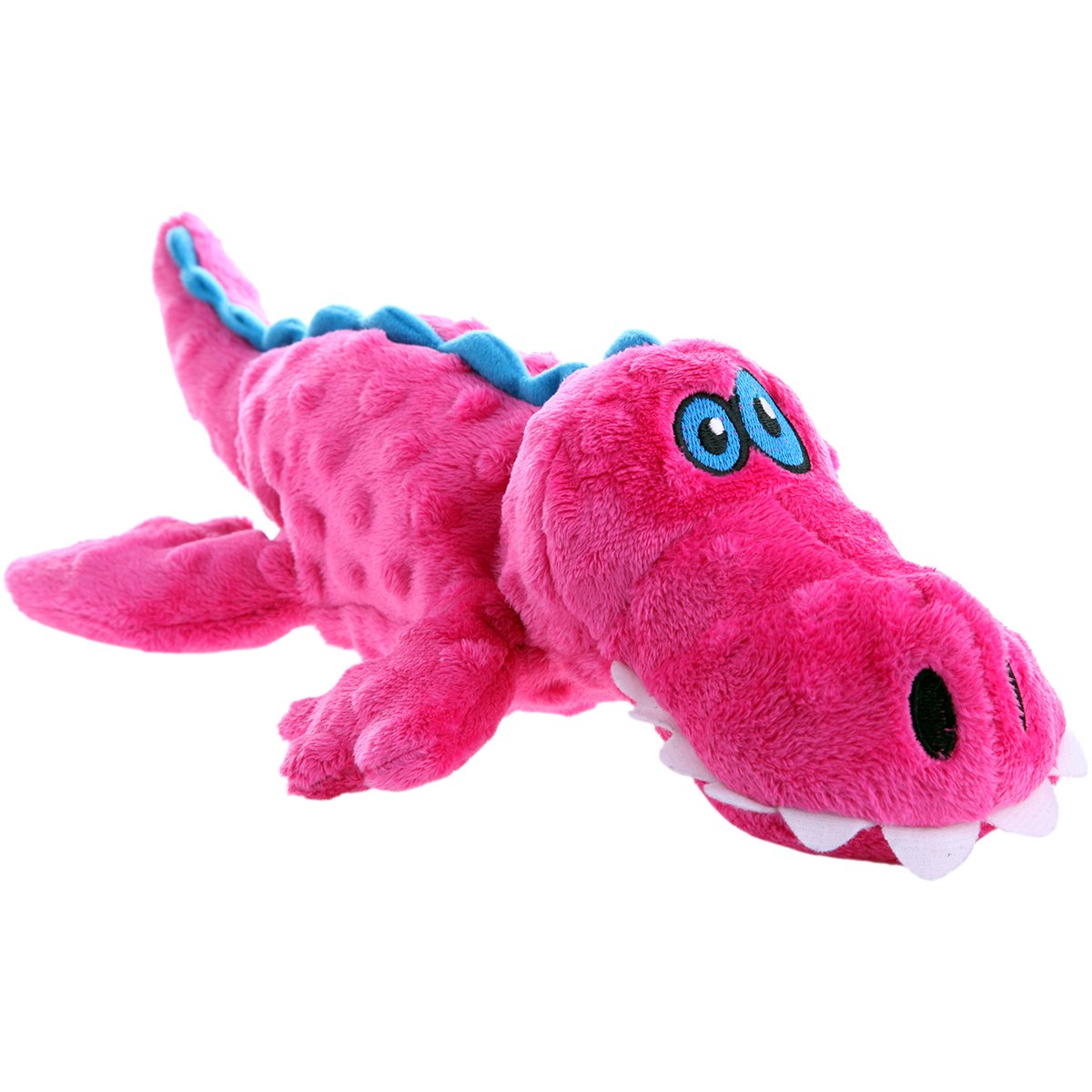 goDog Gators Squeaky Plush Dog Toy, Chew Guard Technology - Pink, Large