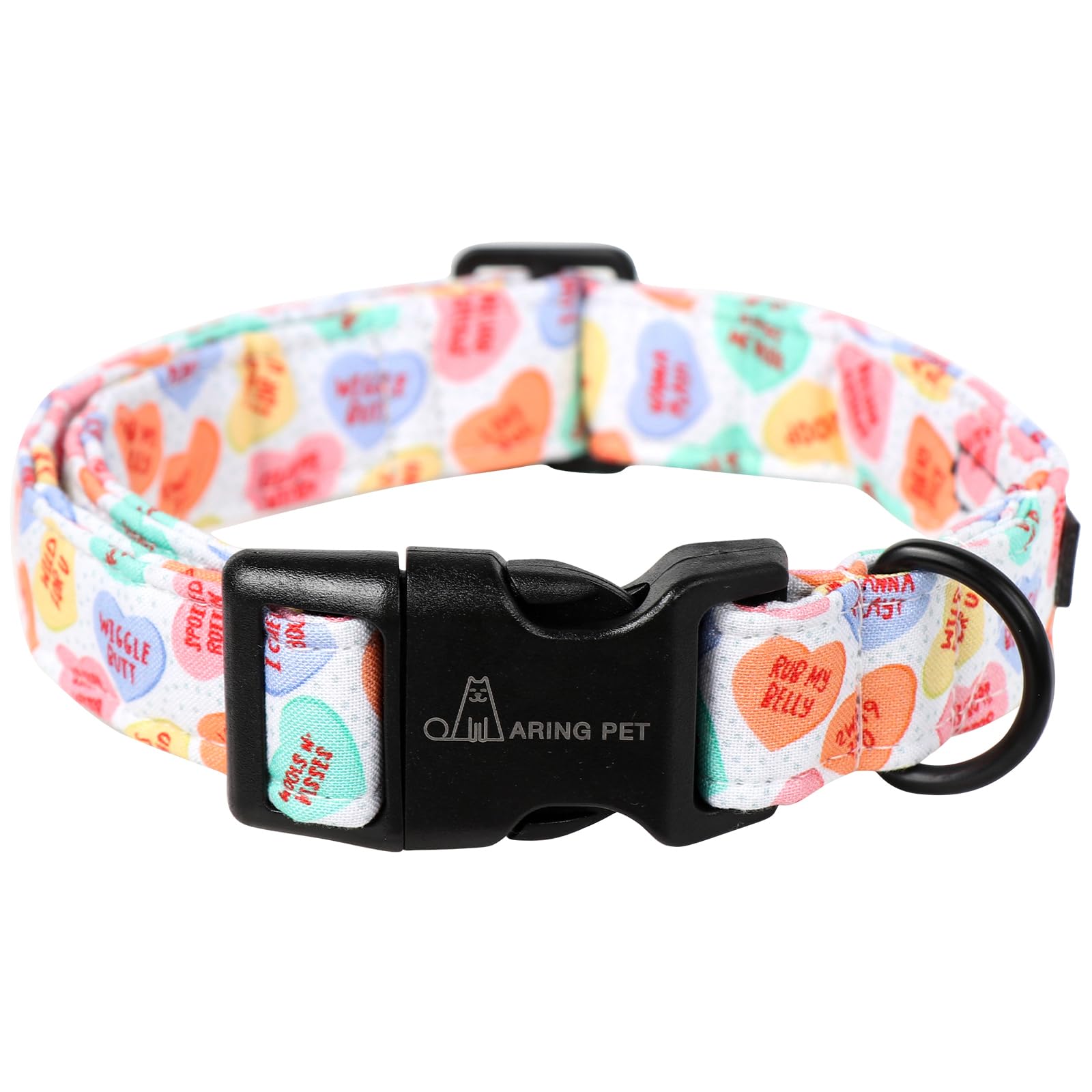 Aring Pet Valentine'S Day Dog Collar-Cute Cotton Heart Dog Collars, Adjustable Valentine Candy Heart Pet Collars Girl Puppy Coll