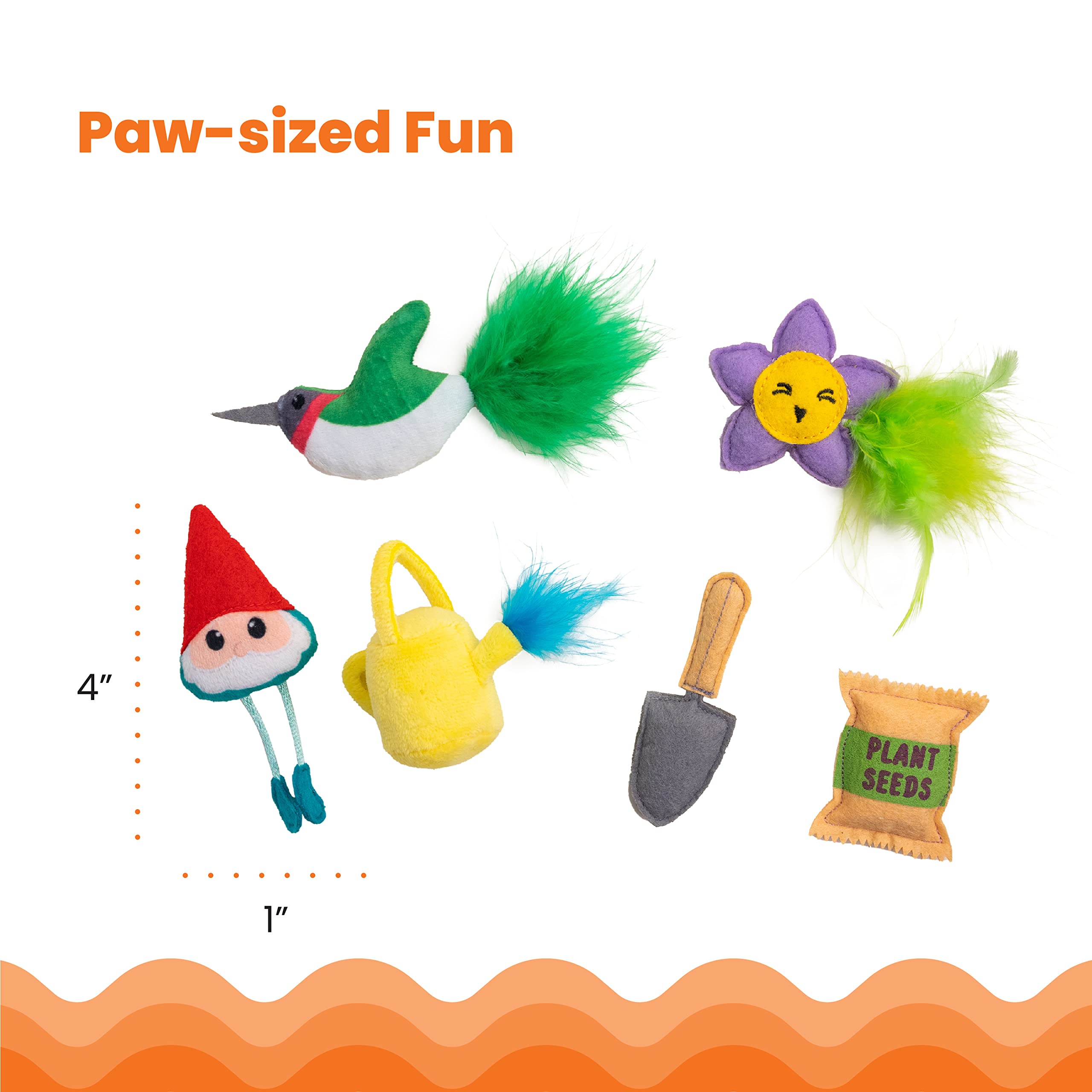 Catstages Garden Fur-Ends Plush Catnip Cat Toys - 6 Pack