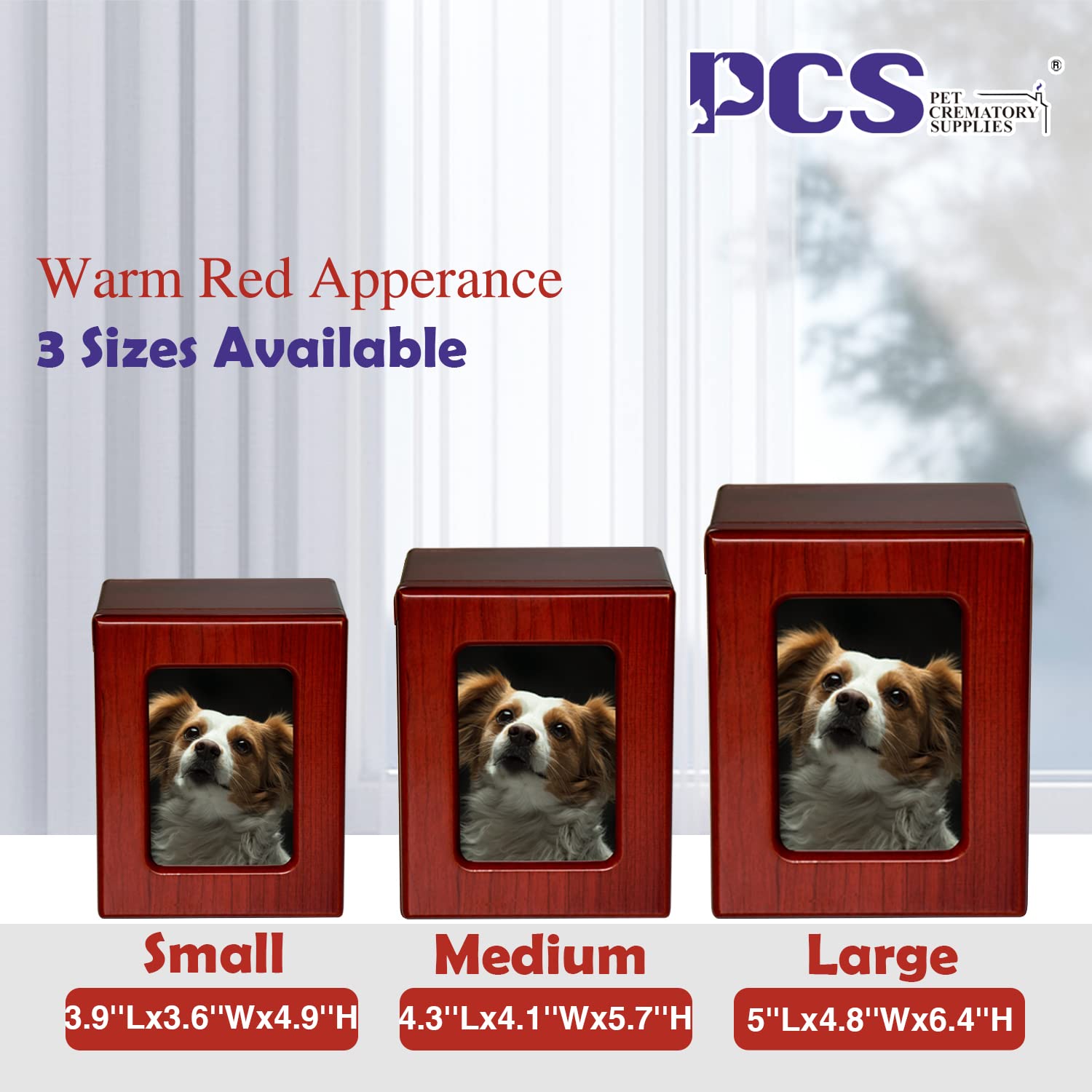 Pcs Pet Urns For Dogs Ashes, Dog Photo Urn, Urns For Dog Ashes, Pet Cremation Box Red-Medium