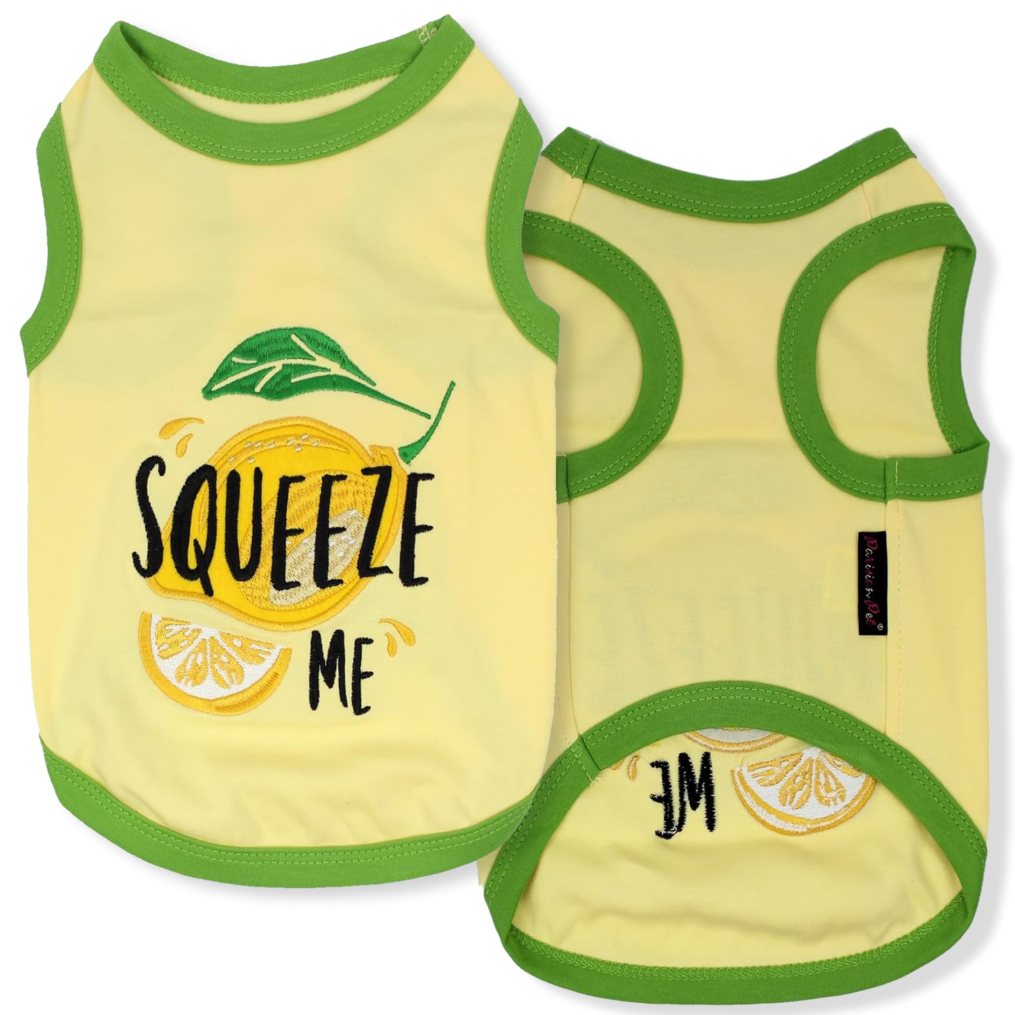 Parisian Pet Dog Tshirt - Embroidered  Squeeze Me  Dogs Clothes - Breathable And Lightweight Dog Tank Top - Sleeveless Doggy Tee