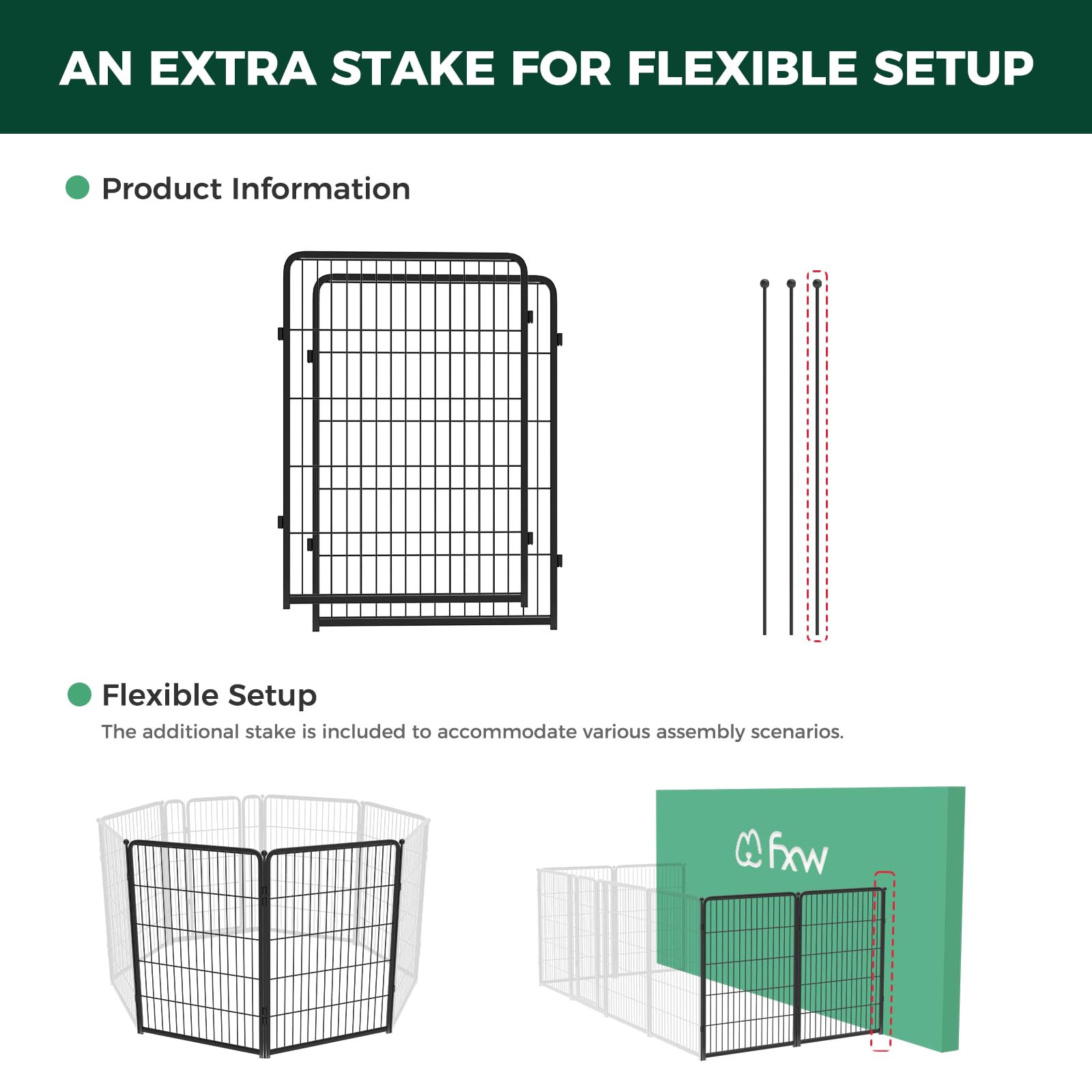 Fxw Homeplus Indoor Dog Playpen - Stress-Free And Safe Play, 40 Inch 2 Panels For Medium And Large Dogs, Black│Patented