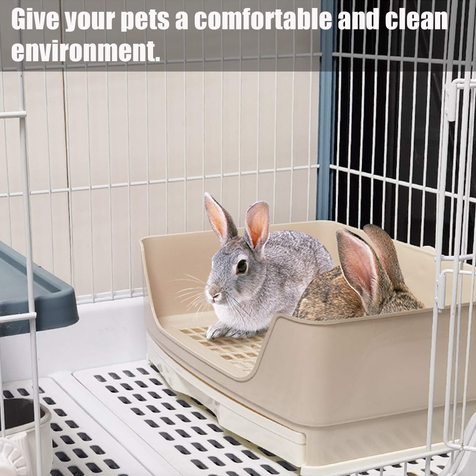 kathson Large Rabbit Litter Box Trainer - Brown Plastic Potty Corner Toilet for Hamsters, Guinea Pigs, Ferrets, Bunnies and More