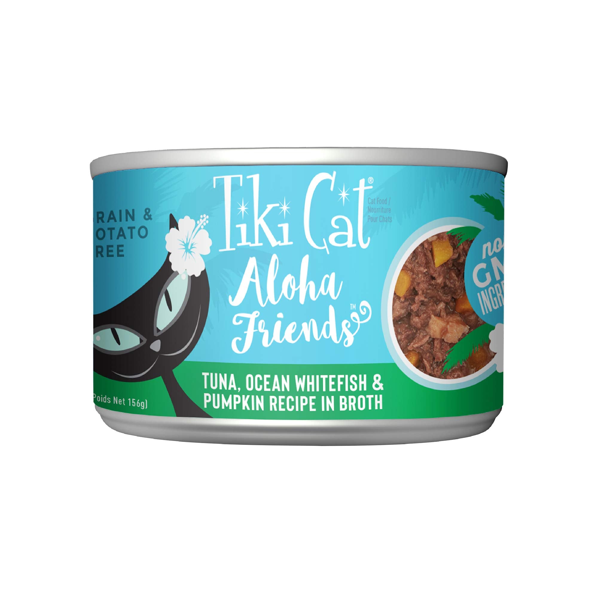 Tiki Cat Aloha Friends, Tuna, Ocean Whitefish & Pumpkin, Grain-Free & High Moisture, Wet Cat Food for All Life Stages 5.5 oz. Ca