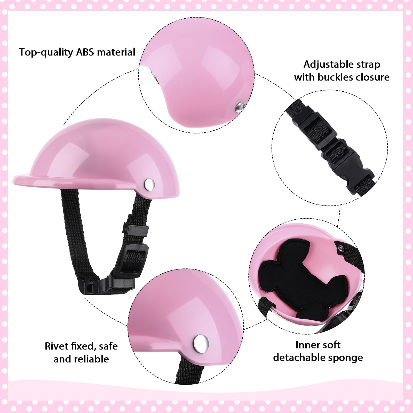 Small Dog Helmet Goggles Uv Protection Doggy Sunglasses Pet Dog Glasses Motorcycle Hard Safety Hat With Adjustable Belt Windproof Snowproof Eye Head Protection For Puppy Riding, S Size (Pink)