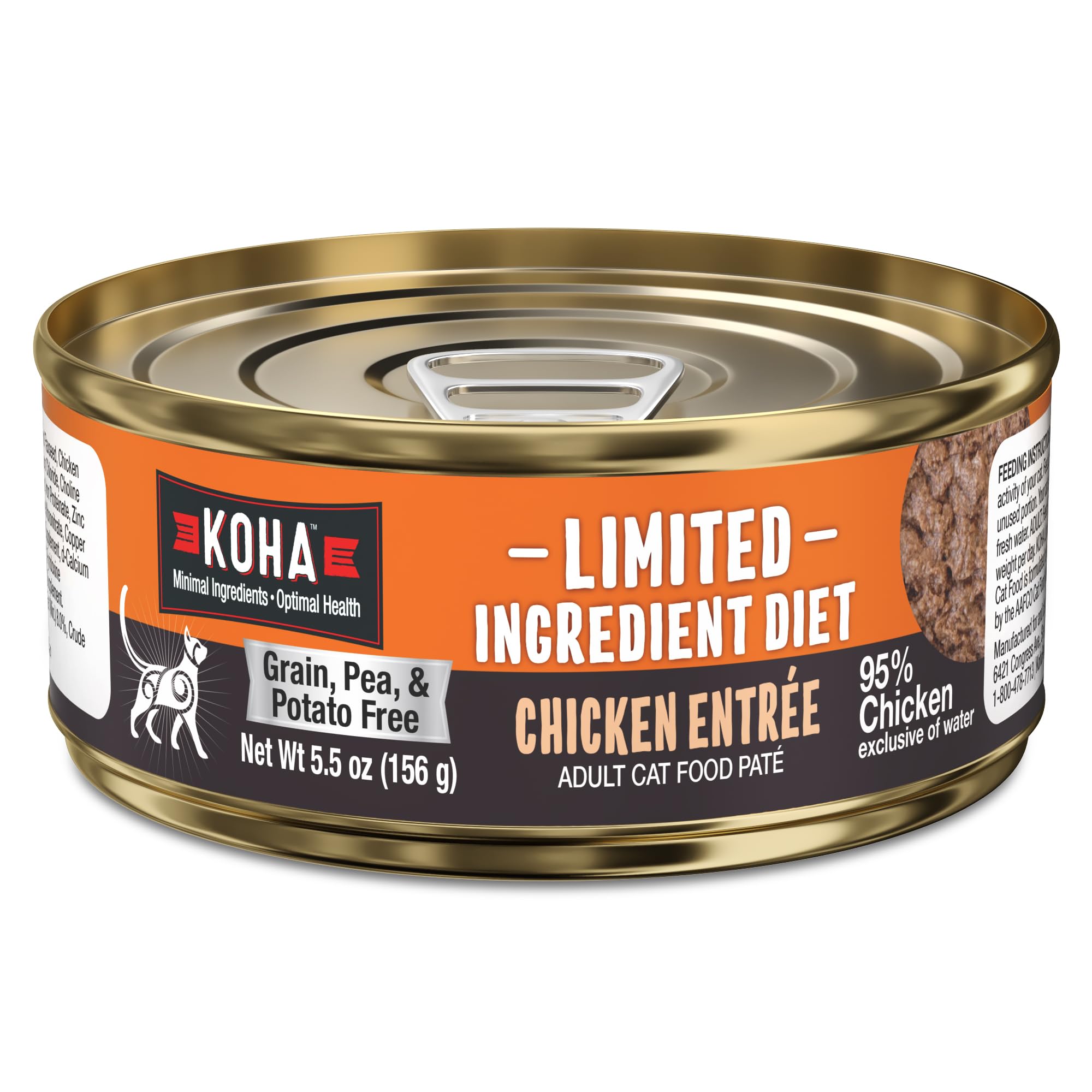KOHA Limited Ingredient Diet Chicken Pate for Cats - Single Meat Wet Cat Food for Sensitive Stomachs - Pate Cat Food with No Fil
