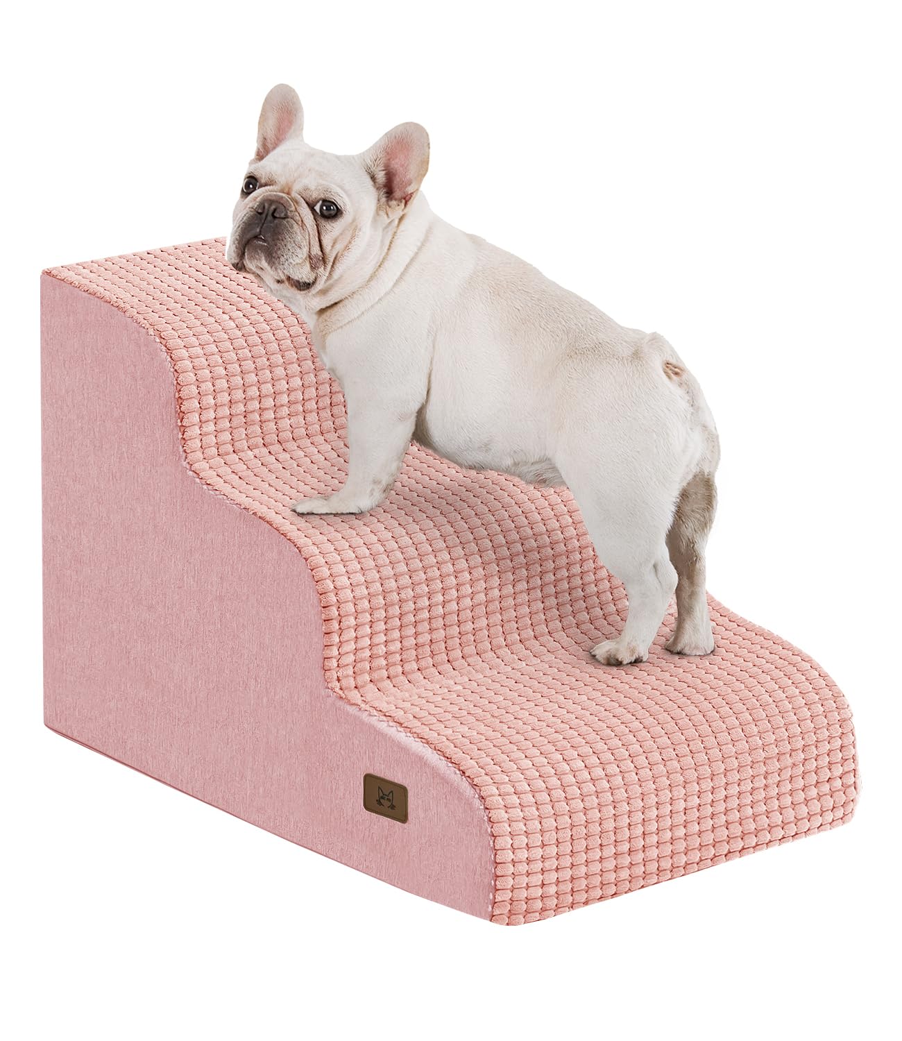 ABCPET Dog Step for Bed, Dog Stair 3-Step 35D Pet Stair 15.7 H for High Bed or Sofa Non-Slip Balanced Pet Step Indoor, Pink