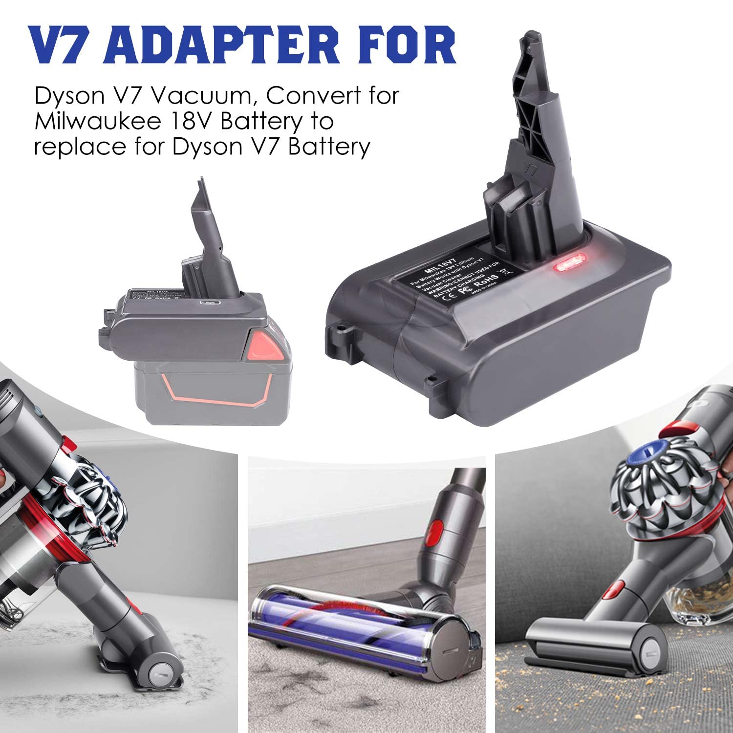 Btrui For Dyson V7 Battery Adapter For Milwaukee M18 18V Battery Convert To For Dyson V7 Sv11 Animal Cordless Stick Vacuum Clean