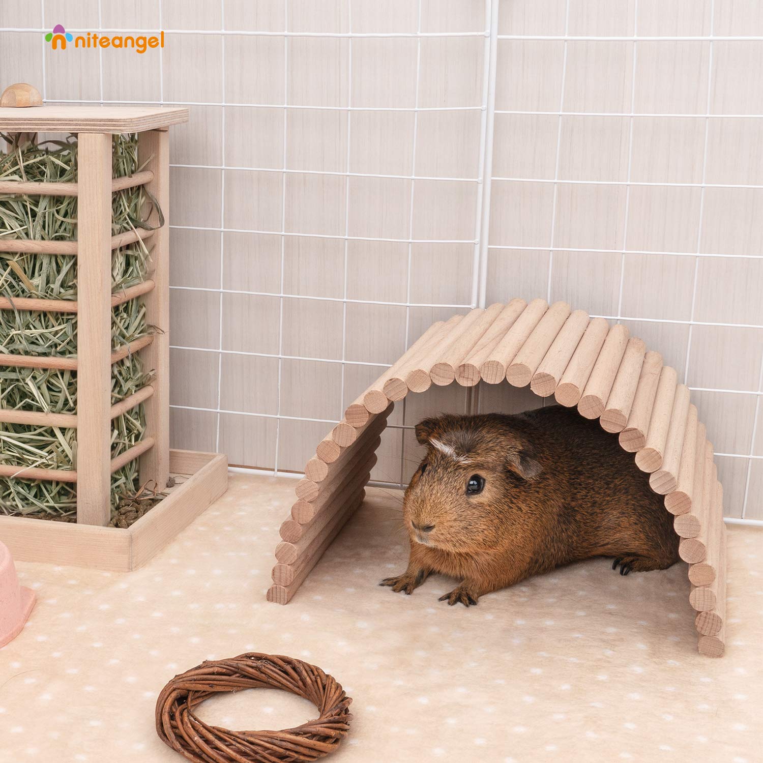 Niteangel Hamster Climbing Ladder Wooden Suspension Bridge For Guinea Pigs Rats Hedgehog Gerbils Mouse Sugar Glider And Other Small Animals (Medium)