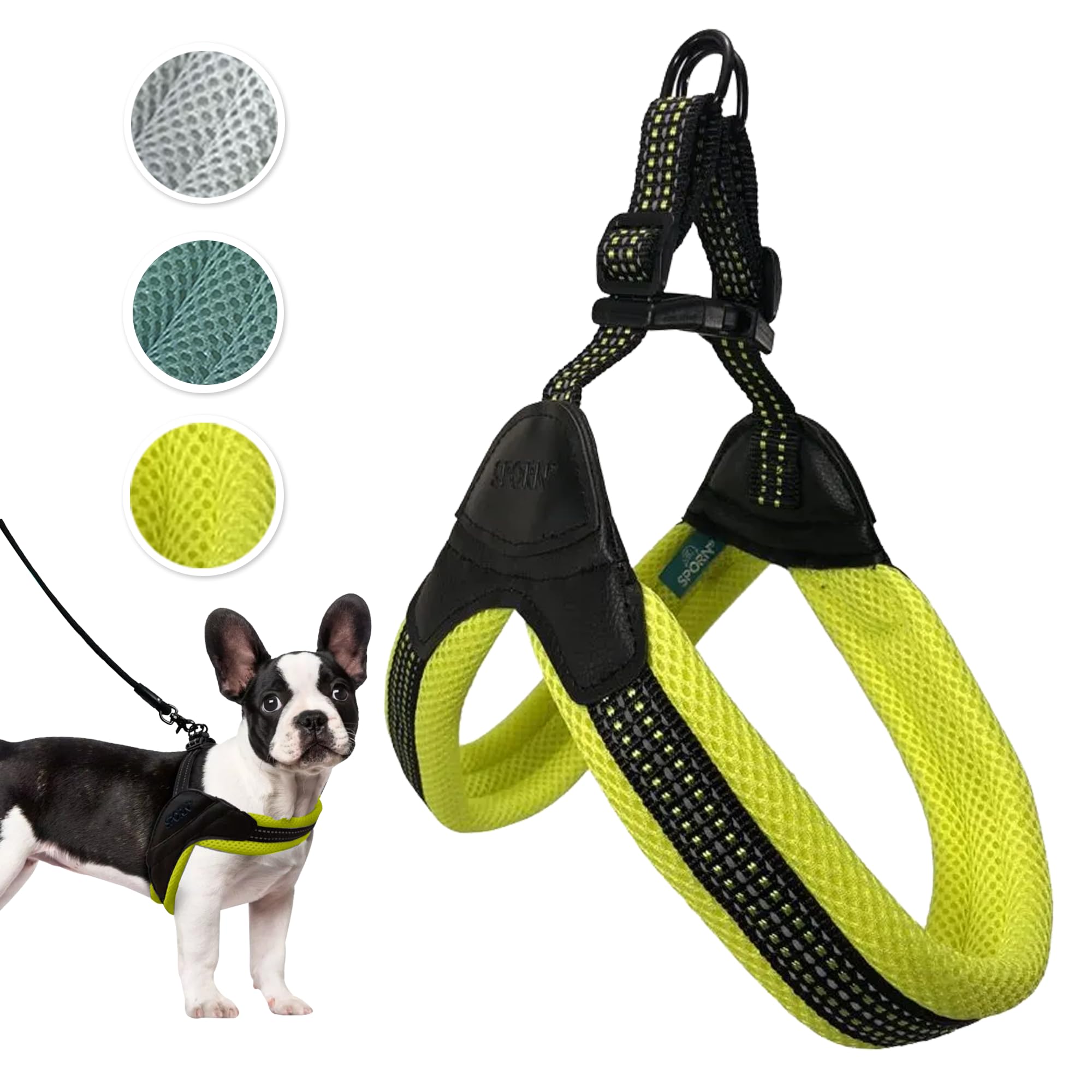 Sporn Easy-Fit Mesh Dog Harness Small Sized Dog, Yellow Soft Fabric Nylon No Choke Dog Harness Small Size Dog, Breathable & Easy
