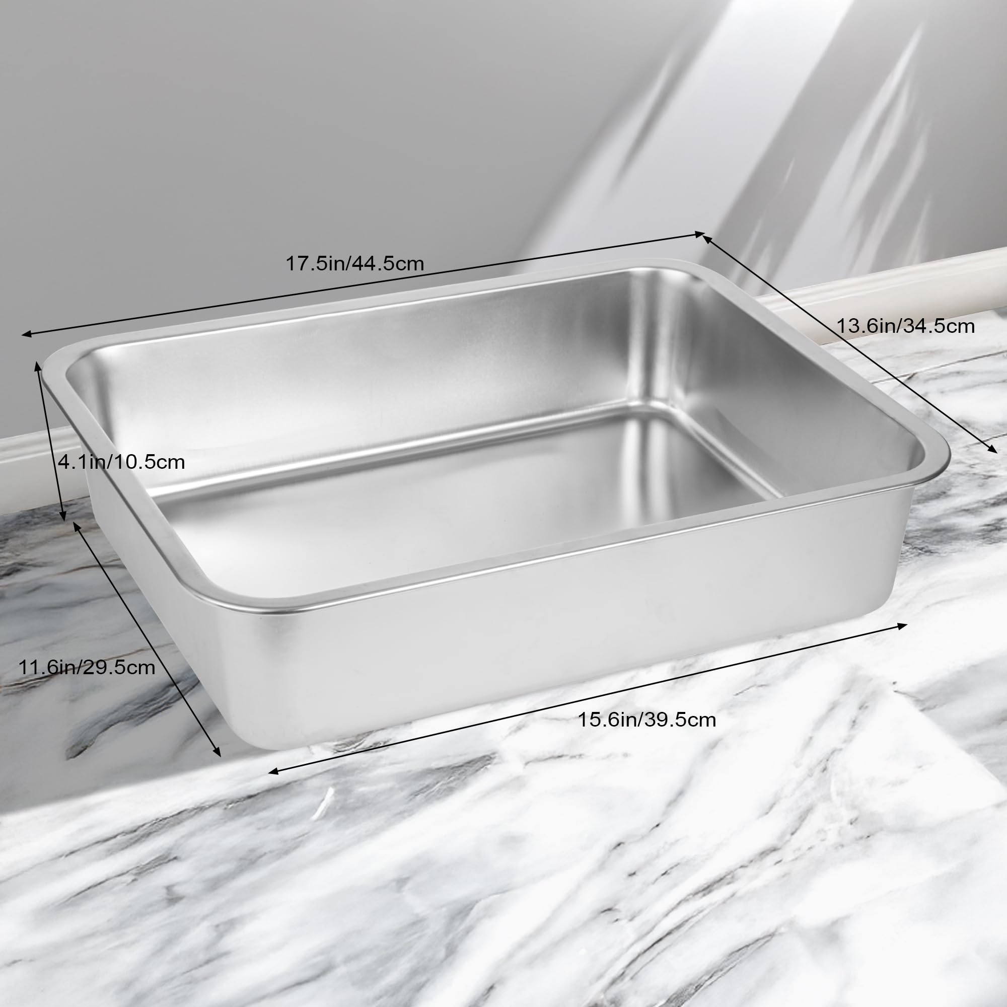 Stainless Steel Cat Litter Box For Big Cats,Small Stainless Steel,Large Metal Cat Litter Box-Easy To Clean.(17.5'' L X 13.6'' W