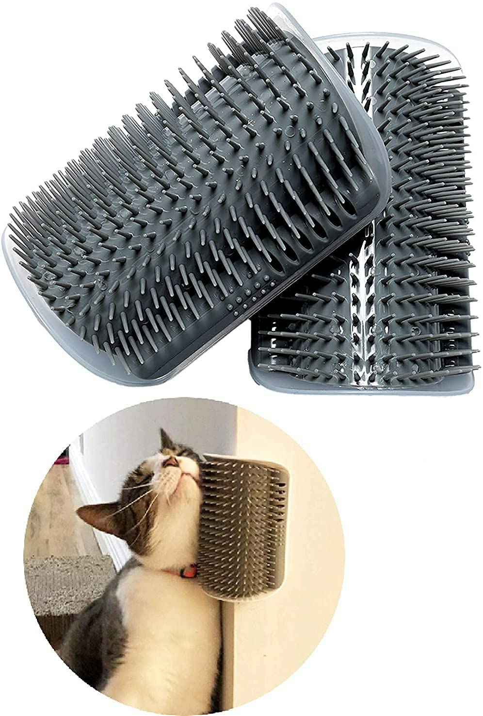 D&C Paws Pet Durable Rubber Wall Corner Soft Grooming Brush Massage Combs Ideal For Short/Long Fur Softer Massager Toy For Kitte