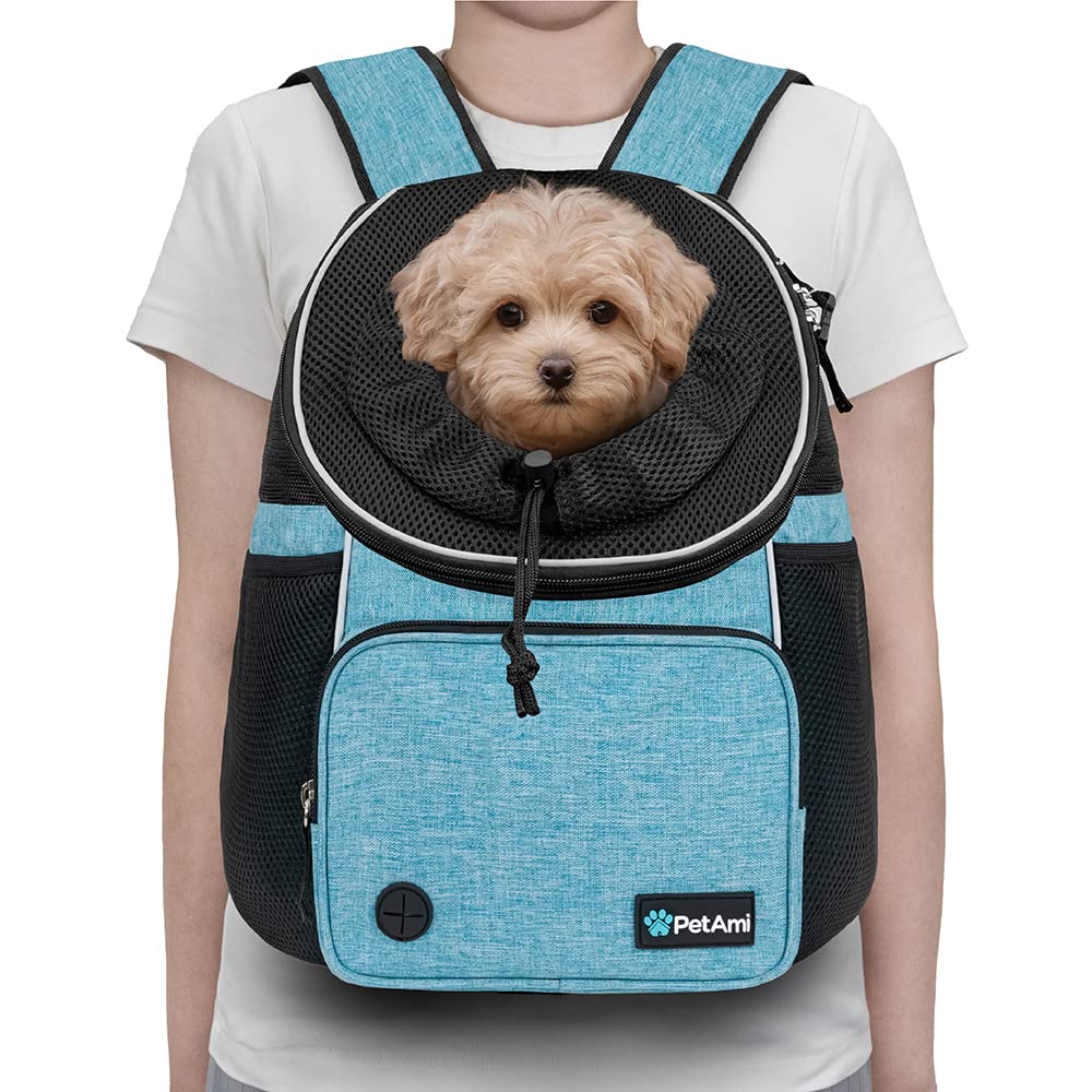 PetAmi Front Carrier Backpack for Dogs and Cats, Adjustable Ventilated Pet Chest Carrier for Hiking Camping Travel, Small Medium