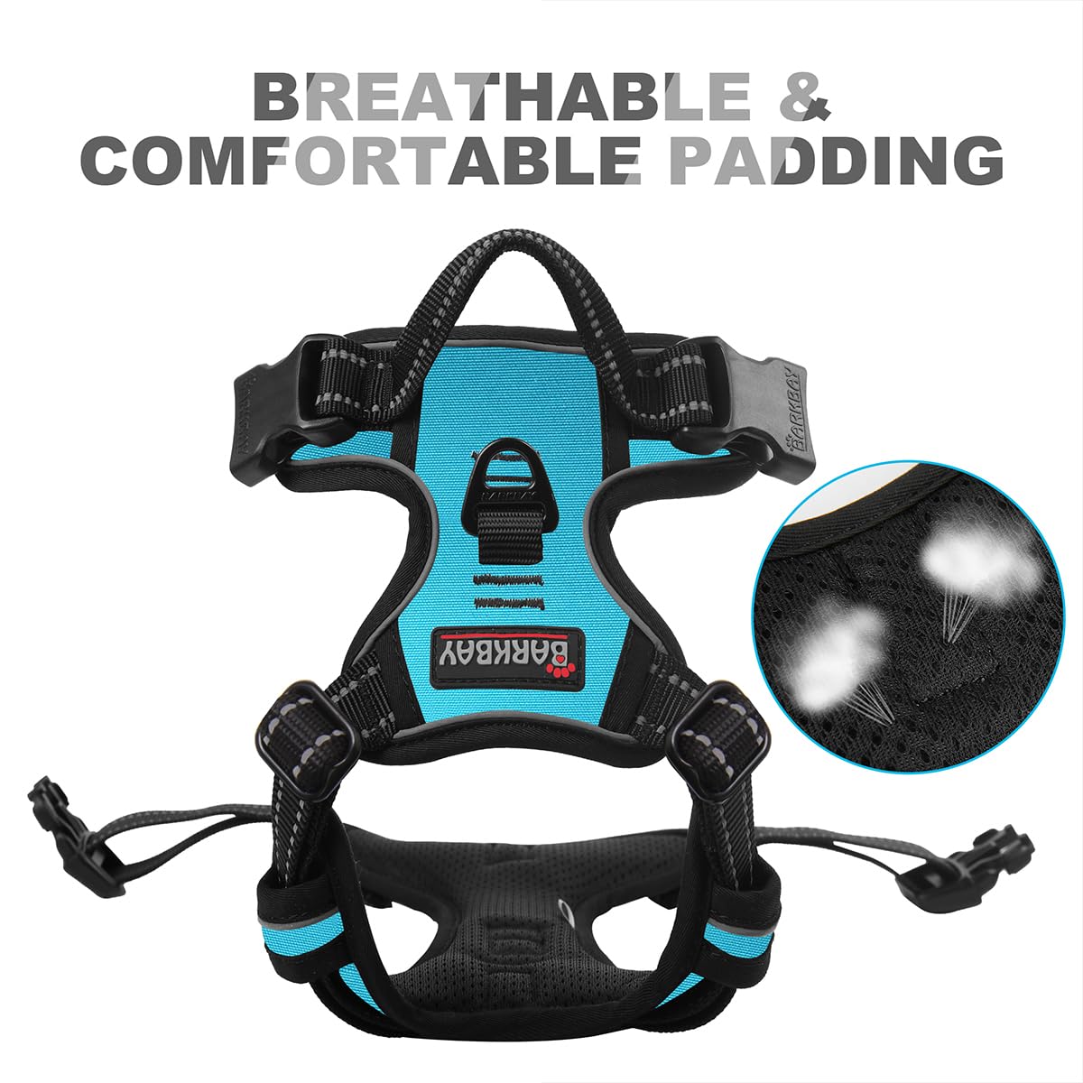 BARKBAY No Pull Dog Harness Front Clip Heavy Duty Reflective Easy Control Handle for Large Dog Walking(Blue,XS)