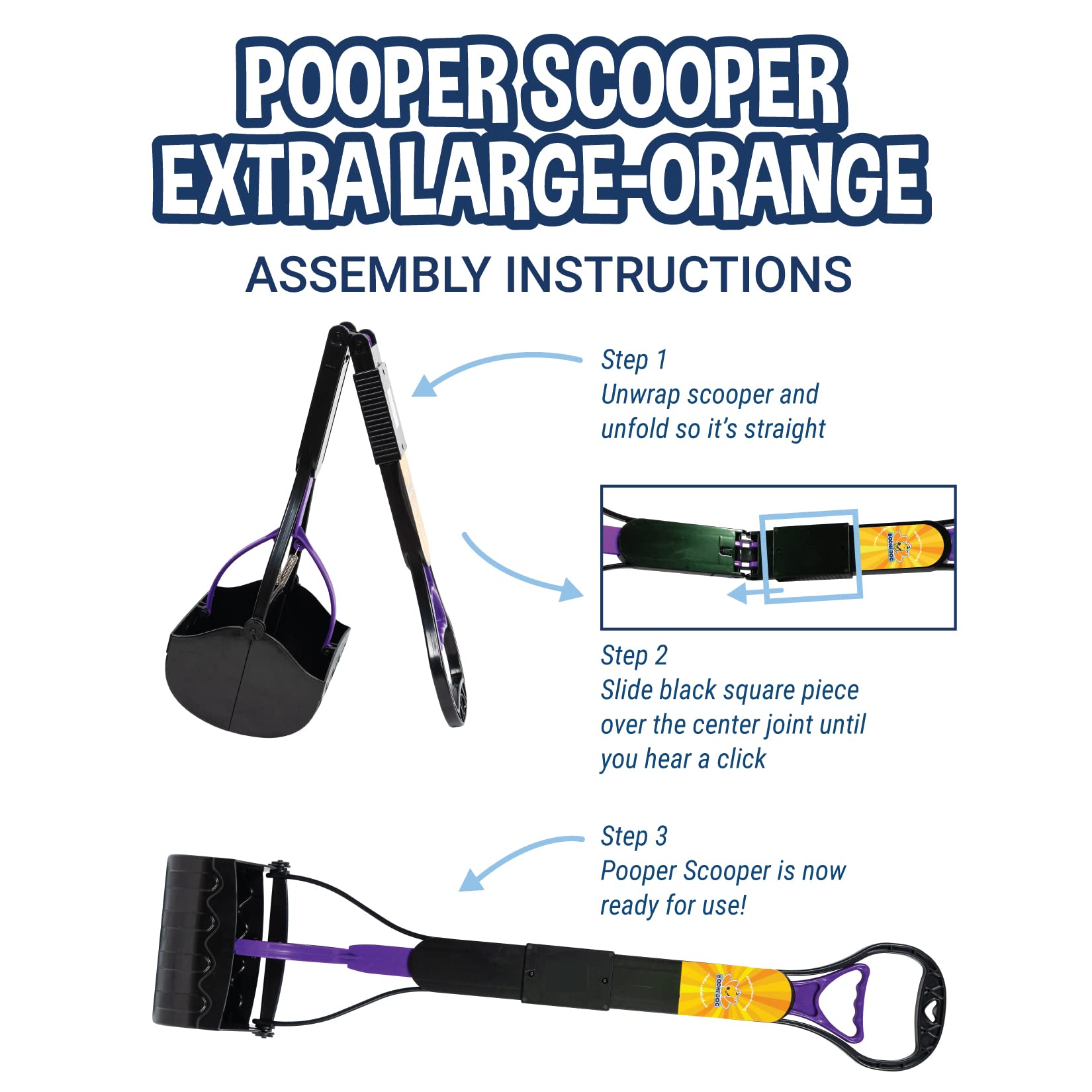 Bodhi Dog Large Foldable Pooper Scooper - 32    Long Handle, Lightweight Portable Pooper Scooper For Small & Large Dogs - Easy T