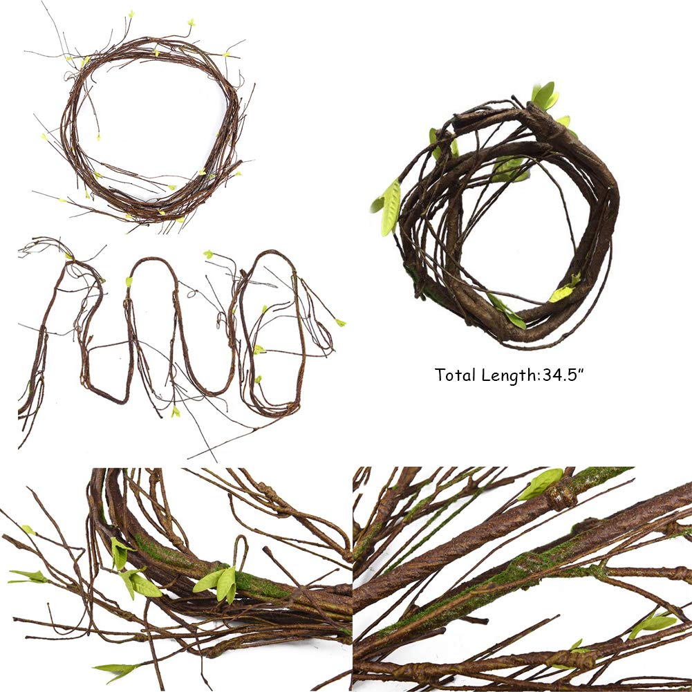 Hamiledyi Bearded Dragon Tank Accessories Lizard Large Hammock Jungle Climber Vines Flexible Leaves Bendable Vine Artificial Bra