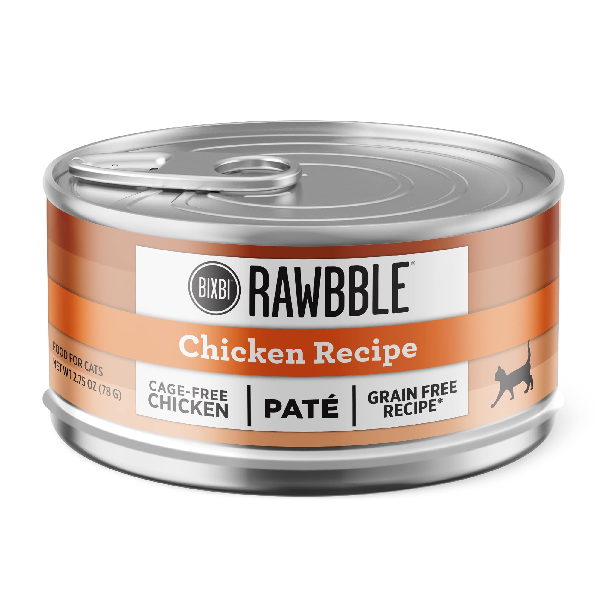 BIXBI Rawbble Chicken Pate Recipe Cans - Grain Free, Protein Rich Wet Cat Food - (2.75 Ounce Cans, Case of 24)