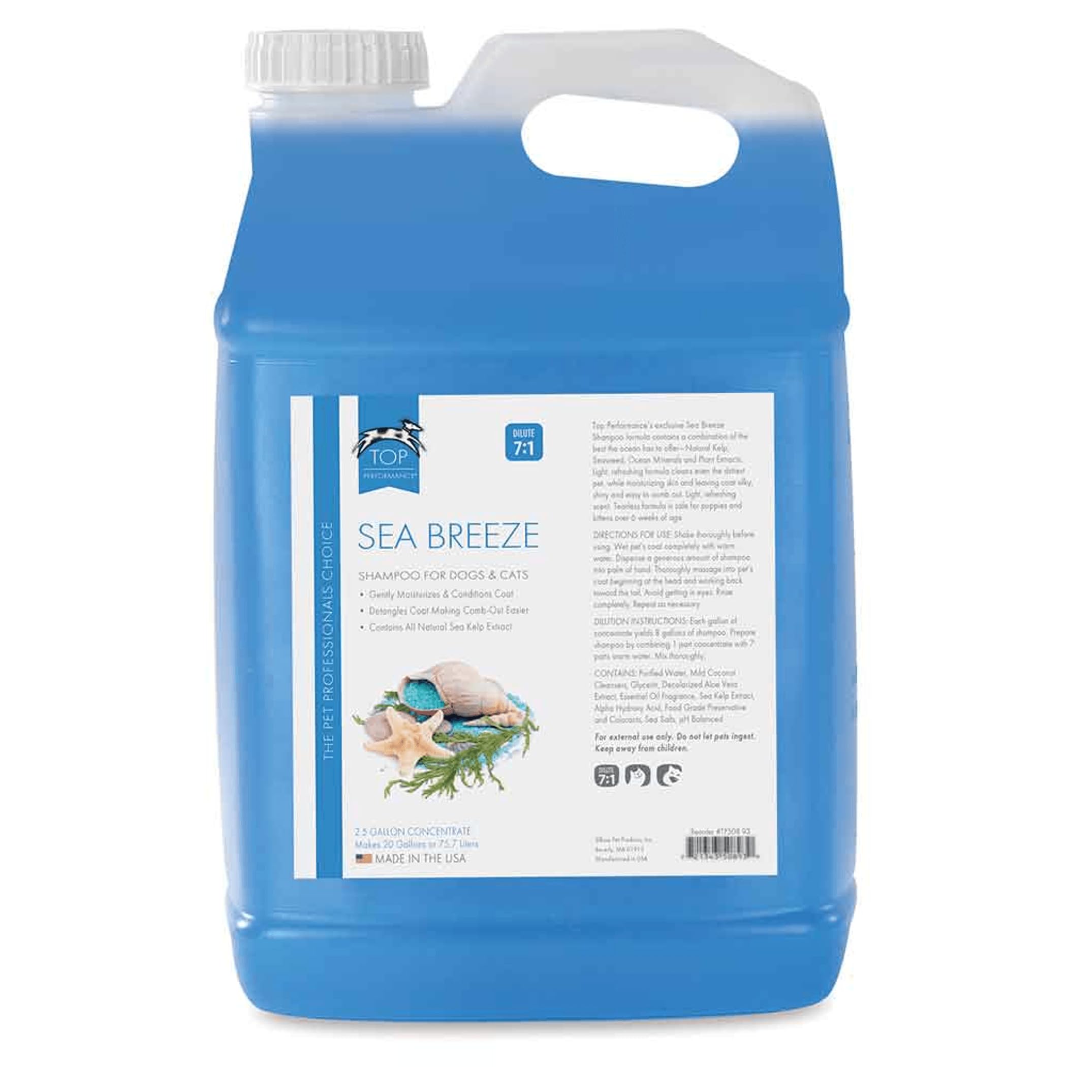 Top Performance Sea Breeze Dog and Cat Shampoo, 2-1/2-Gallon