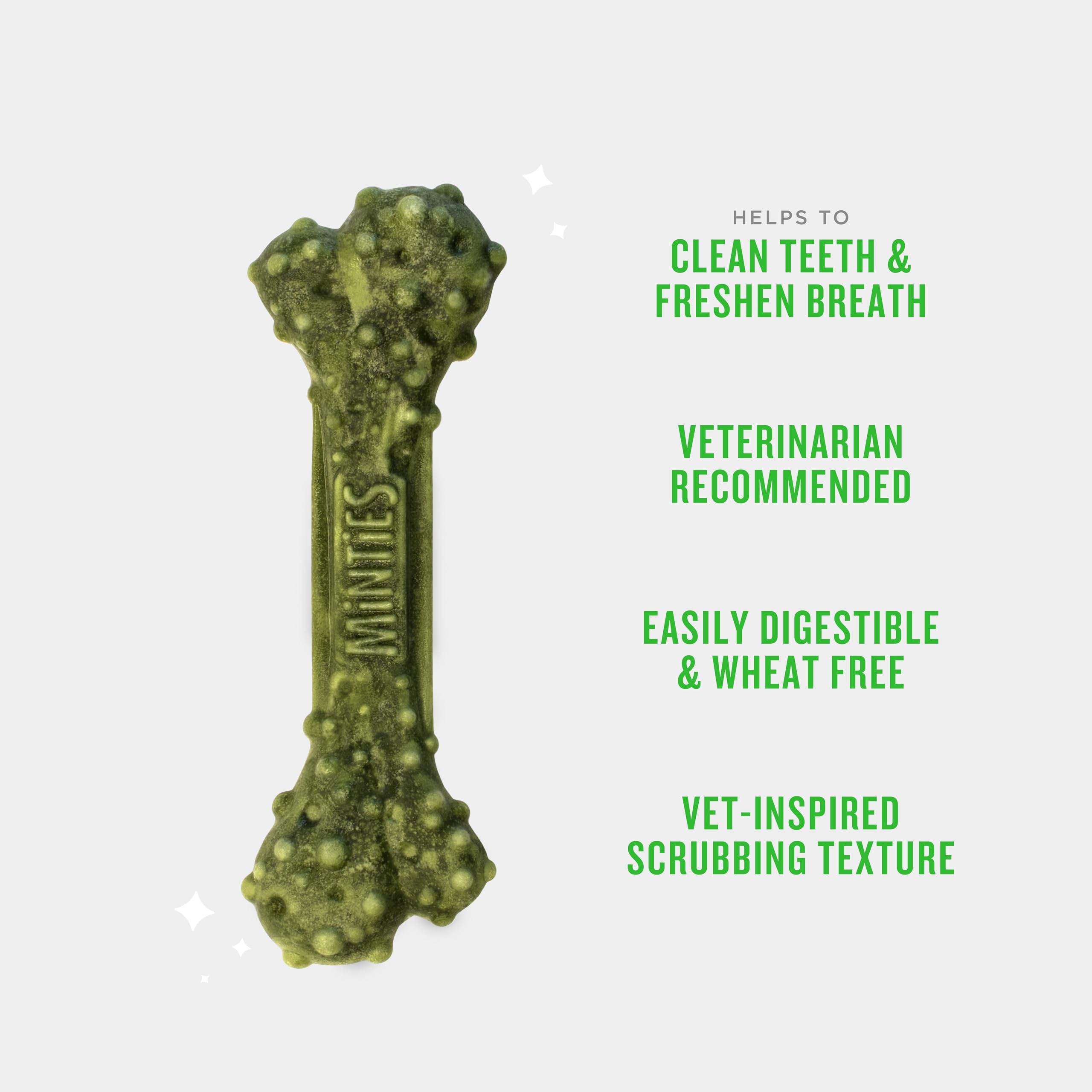 Minties Dental Chews for Dogs, 40 Count, Vet-Recommended Mint-Flavored Treats for Tiny/Small Dogs 5-24 lbs, Dental Bones Clean T