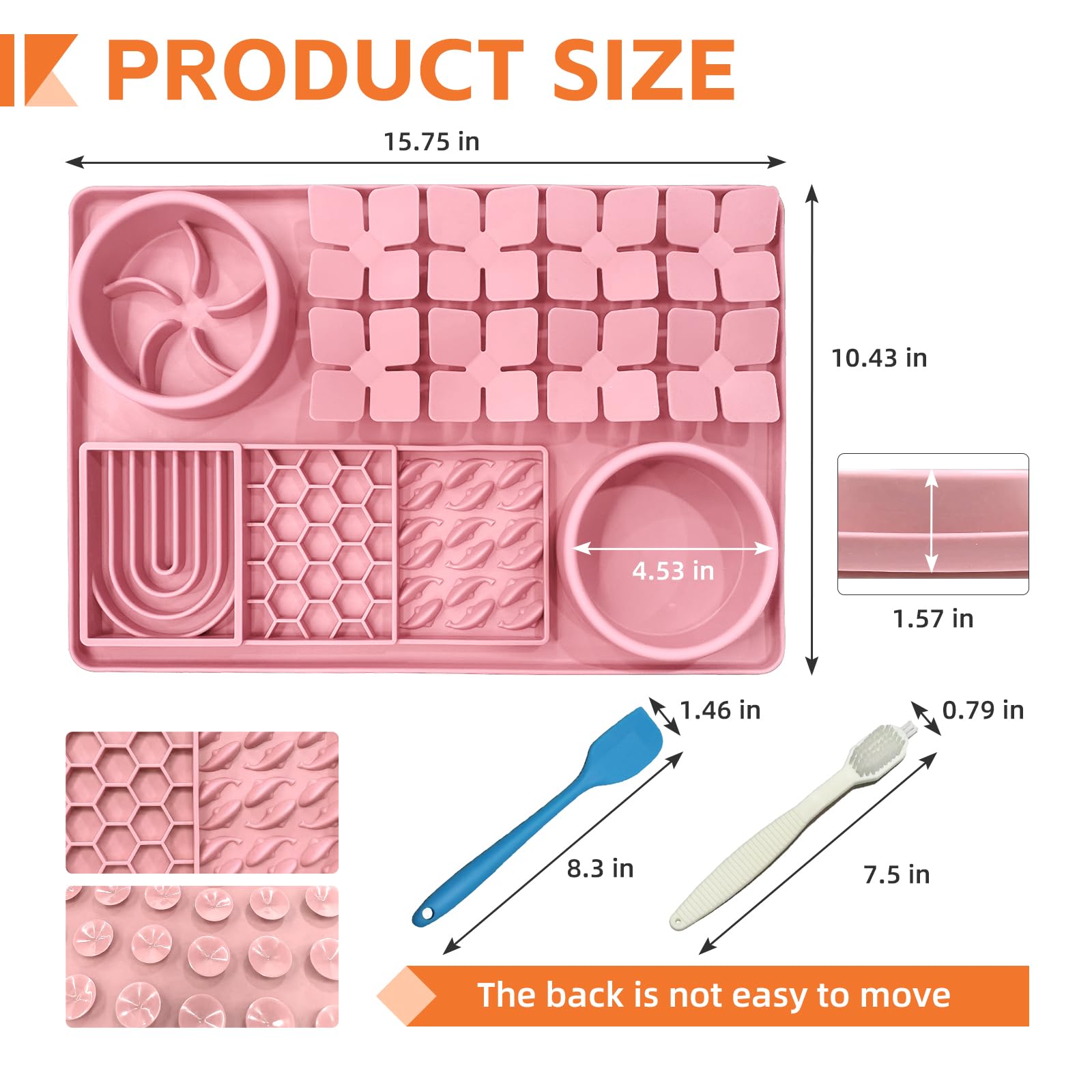 Lick Mat for Dogs Cats Includes Brush and Scraper, Snuffle Mat Silicone Anti-chocking Pet Dish, Non-Slip Dog Licking Bowl Intera