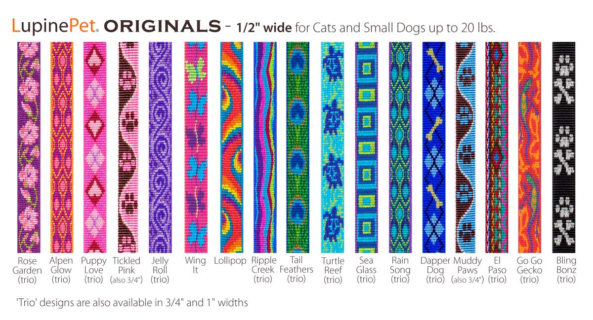 Small Dog Collar By Lupine 1/2'' Wide Ripple Creek Design Adjusts From 10'' To 16''
