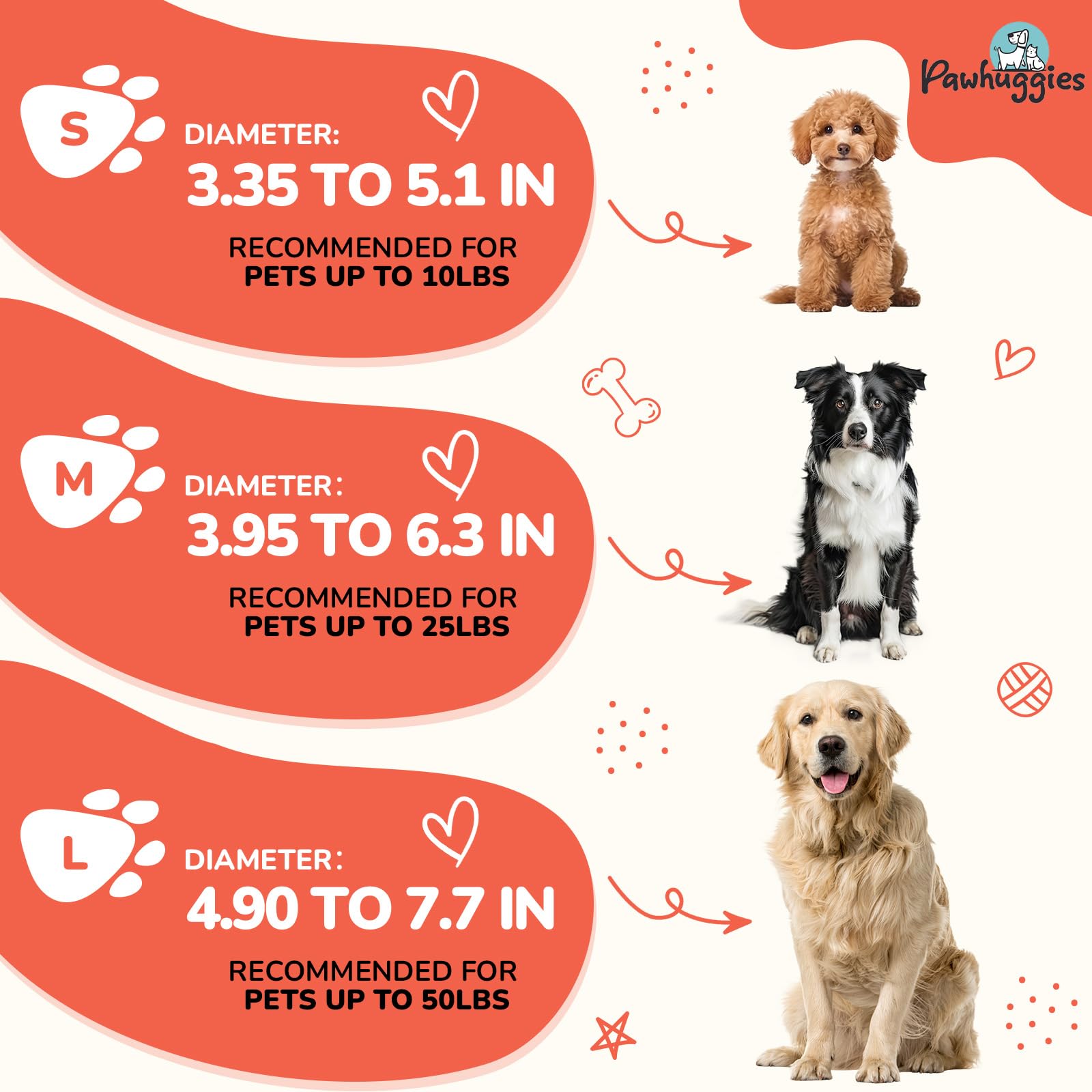 Pawhuggies Orange Dog Collar For Large Dog, Breathable, Anti-Odor & Soft, Comfortable For Sensitive Skin Puppies, 90% Bamboo Ray