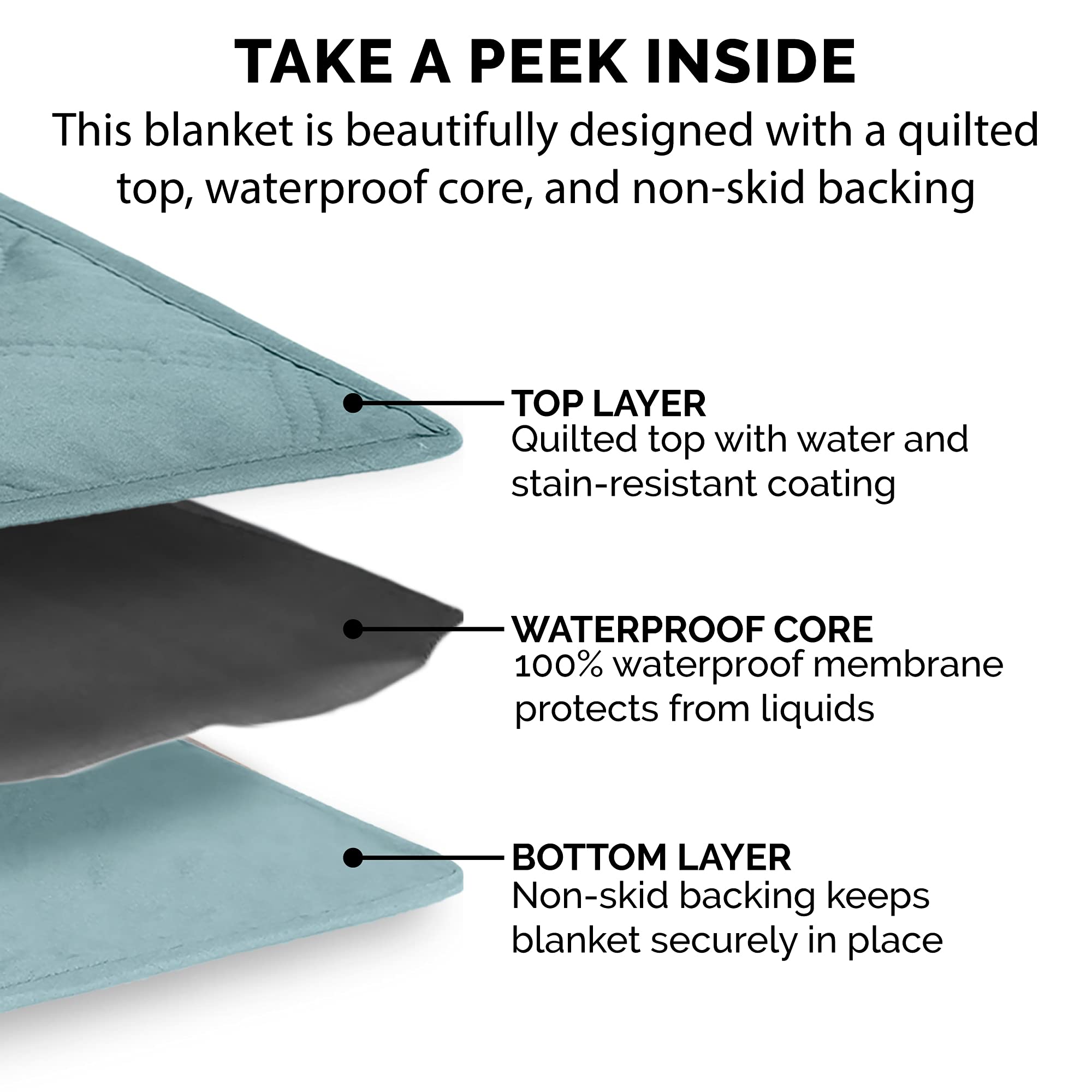Furhaven Large/Queen Size Waterproof & Non Slip Quilted Twill Mattress Furniture Protector Cover, Washable - Nile Blue, Large/Queen Size