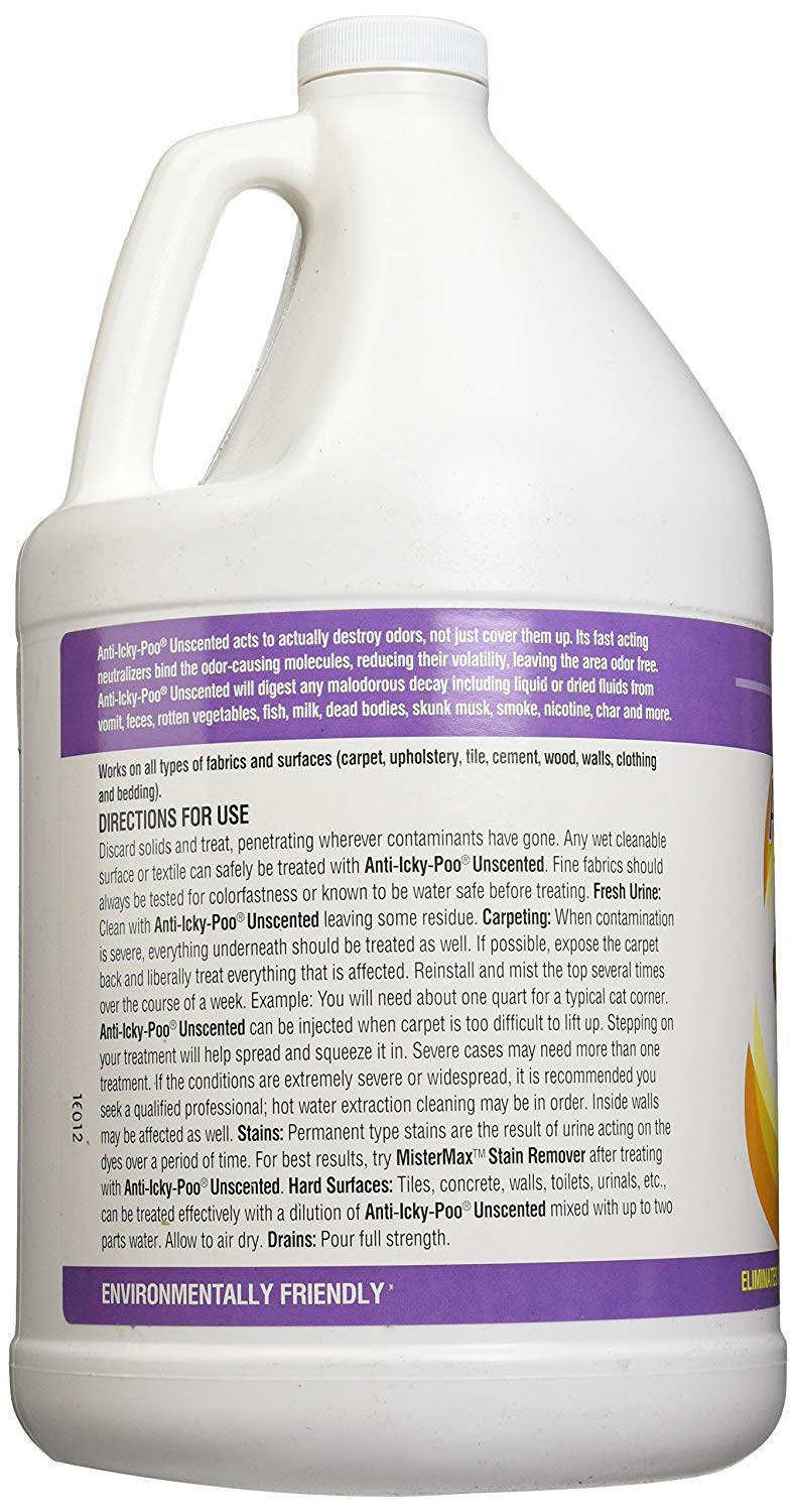 Mister Max Anti Icky Poo Odor Remover, Unscented, Gallon Size, 128 Fl Oz