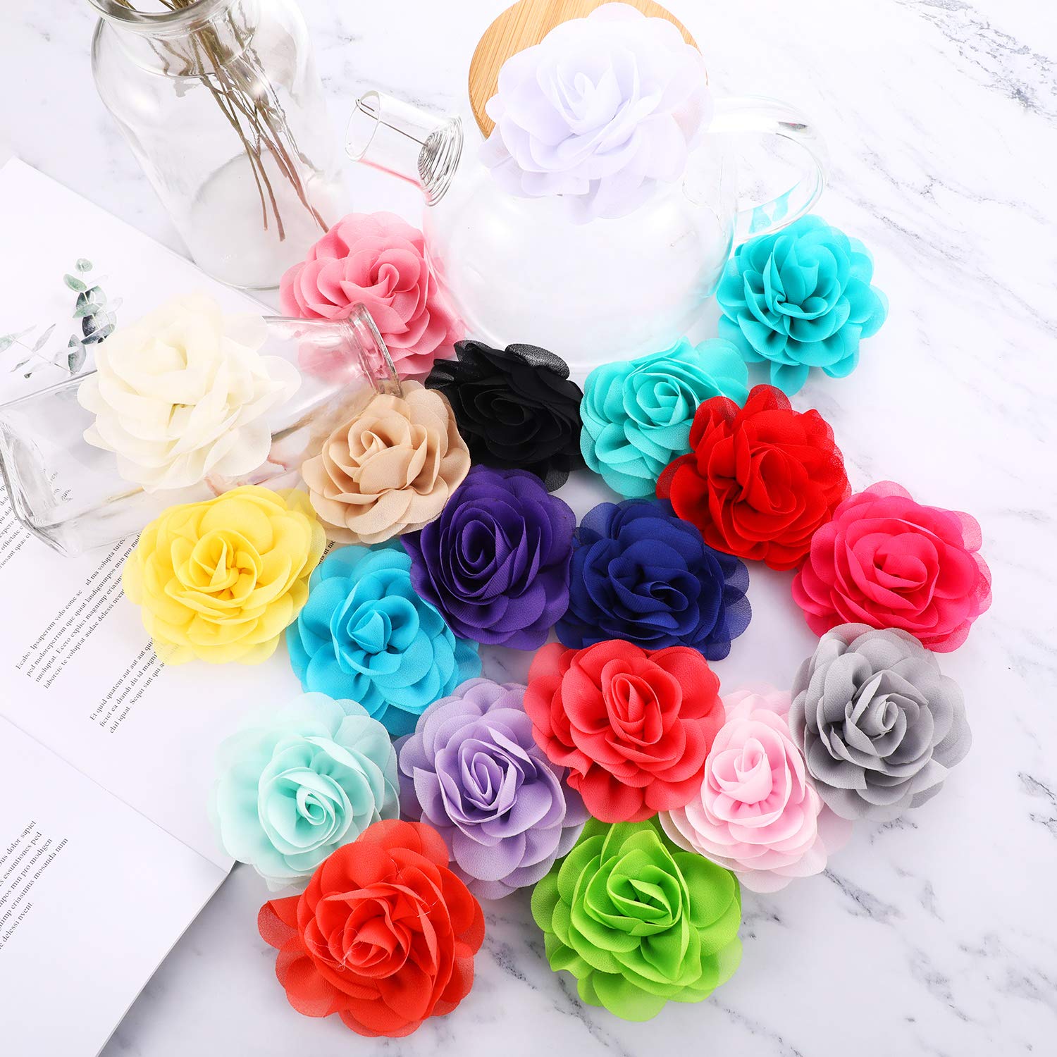 Leinuosen 20 Pcs Flower For Dog Collar Flowers Collars Pet Collar Flowers Multi Color Dog Charms Flower Pet Flower Bow Tie For Cat Puppy Dog Collar Grooming Accessories