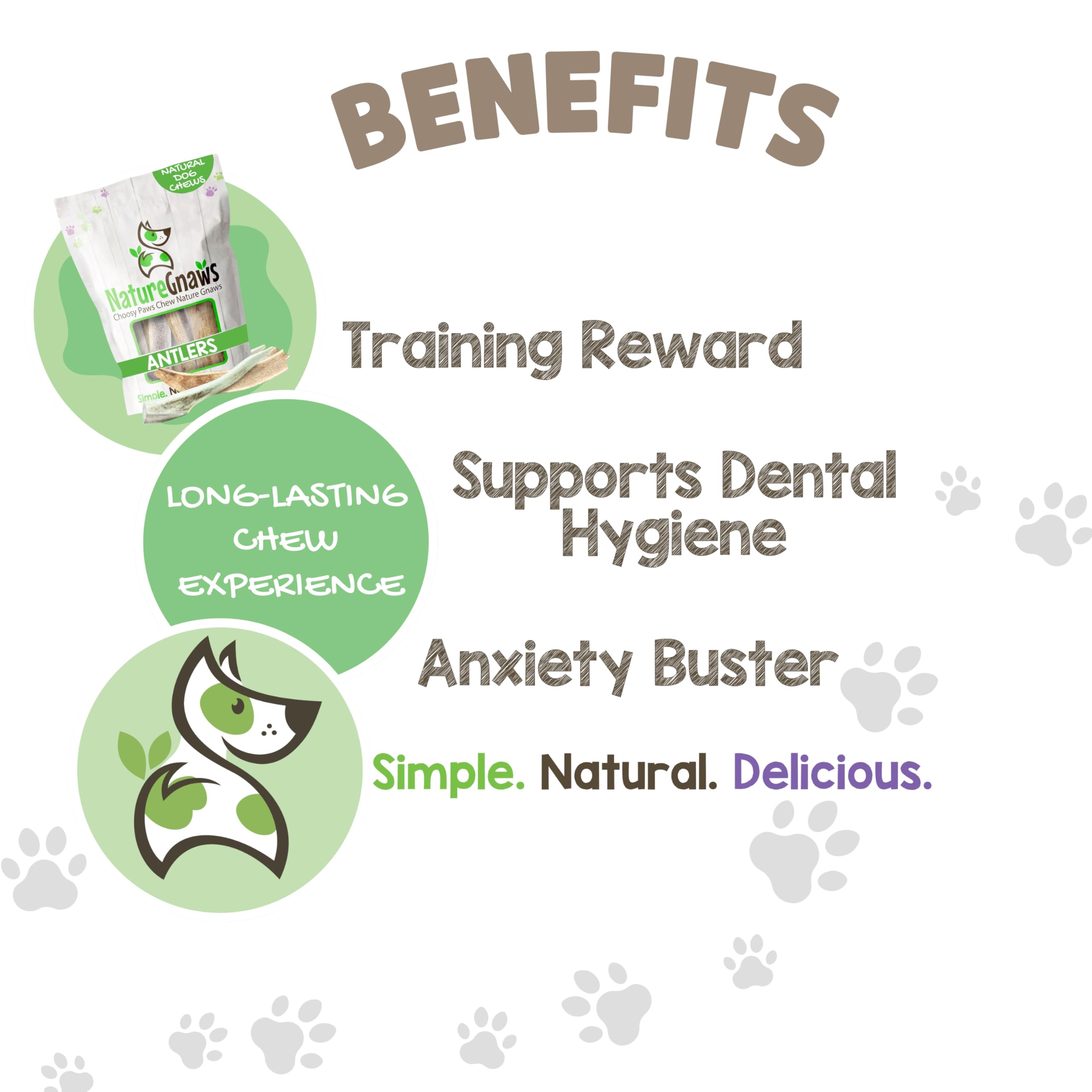 Nature Gnaws Antlers for Dogs (1Lb) - Mix of Elk and Deer Antler - Variety of Split and Whole Pieces - Long Lasting for Aggressi