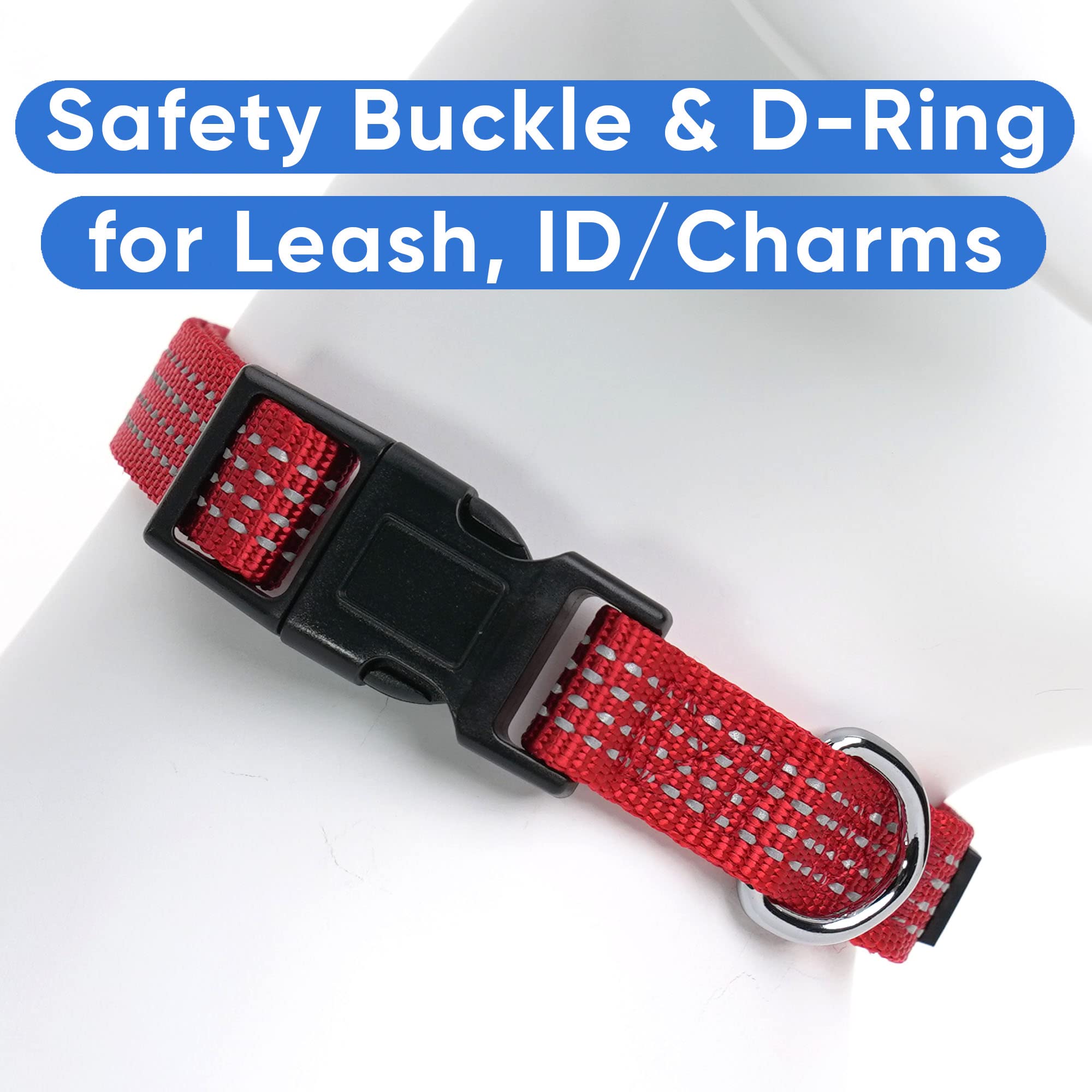 Pawtitas Reflective Dog Collar - Adjustable, Large Dog & Puppy Collar - Red