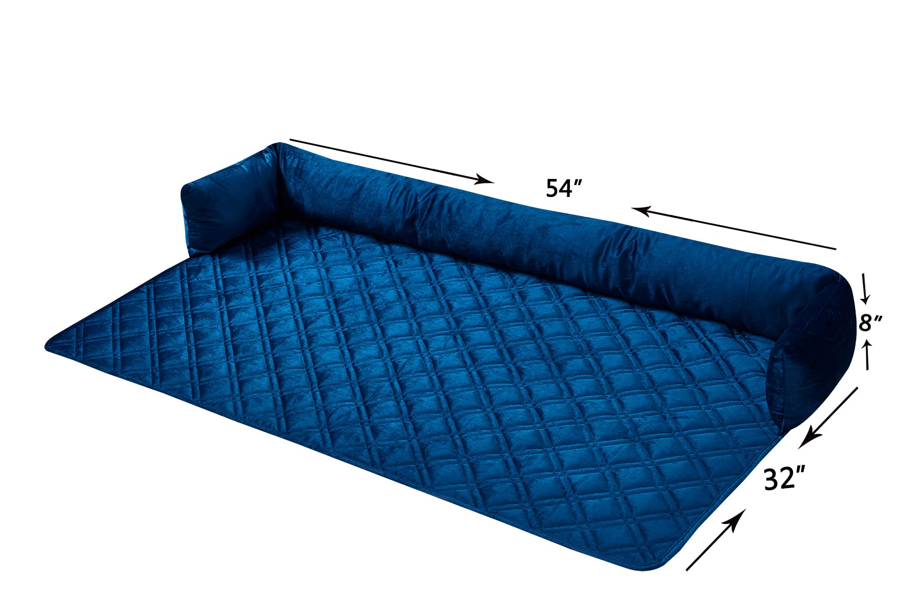 Brilliant Sunshine Premium Blue Silky Velvet Pet Sofa Bed, Slip Resistant, Waterproof, Washable Couch Protector With Removable B