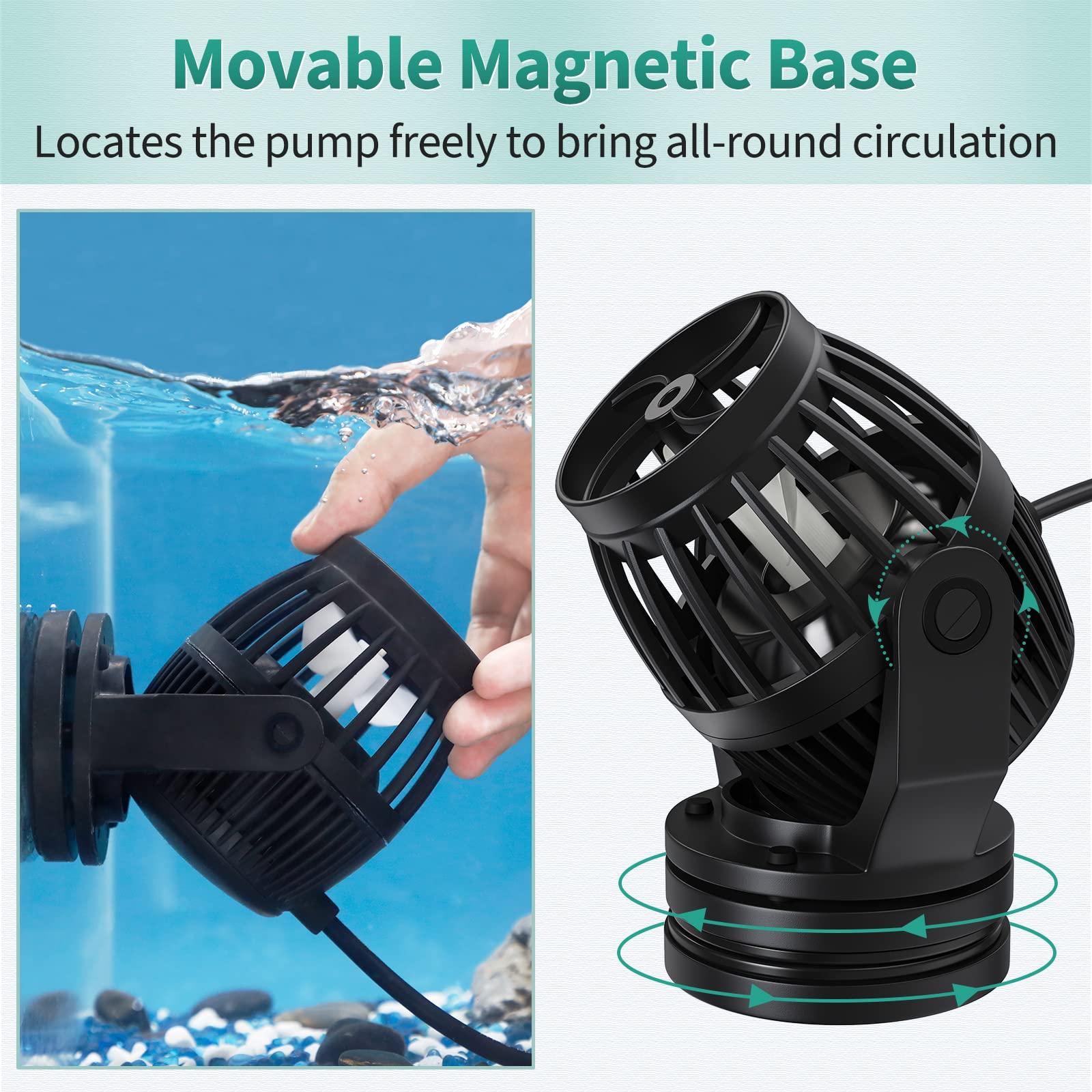 Uniclife Aquarium Wave Maker for 120-300 Gallon Fish Tanks 3400 GPH Adjustable Circulation Pump with Controller and Strong Magne