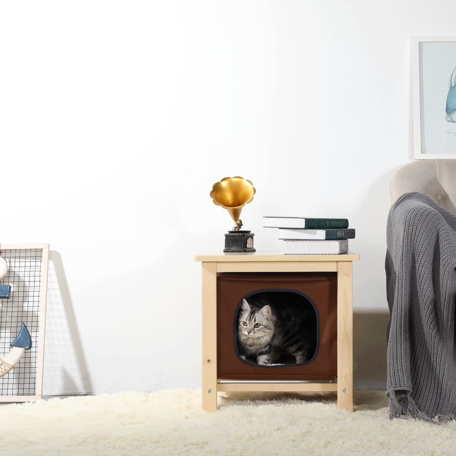 Petsfit Indoor Cat House Furniture, Small Dog House, Hanging Design Cat Cave With Thicken Wood Panel And Cover With Durable Oxford Cloth