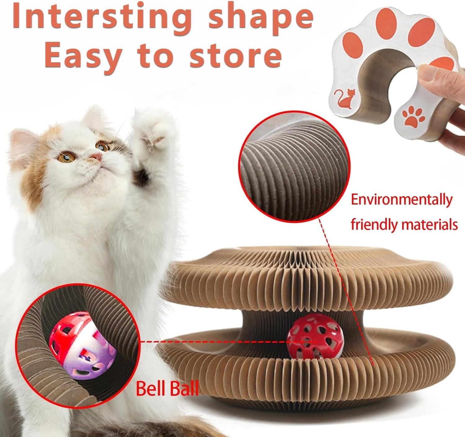 Kitty Curlz, Kitty Curlz Cat Toy - Magic Organ Cat Scratching Board, Snufflepaw Accordion For Cats, Interactive Scratch Pad, Fol