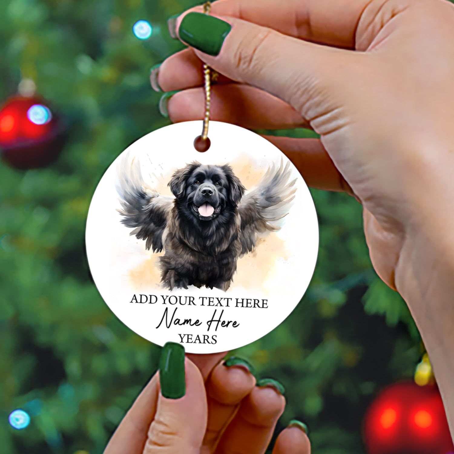 Newfoundland Dog Angel Christmas Ornament, Newfoundland Dog Mom Dad Gifts, Personalized Newfoundland Dog Memorial Ornament For Christmas Tree, Custom Pet Dog Name & Year, Dog Angel Wings Ornaments