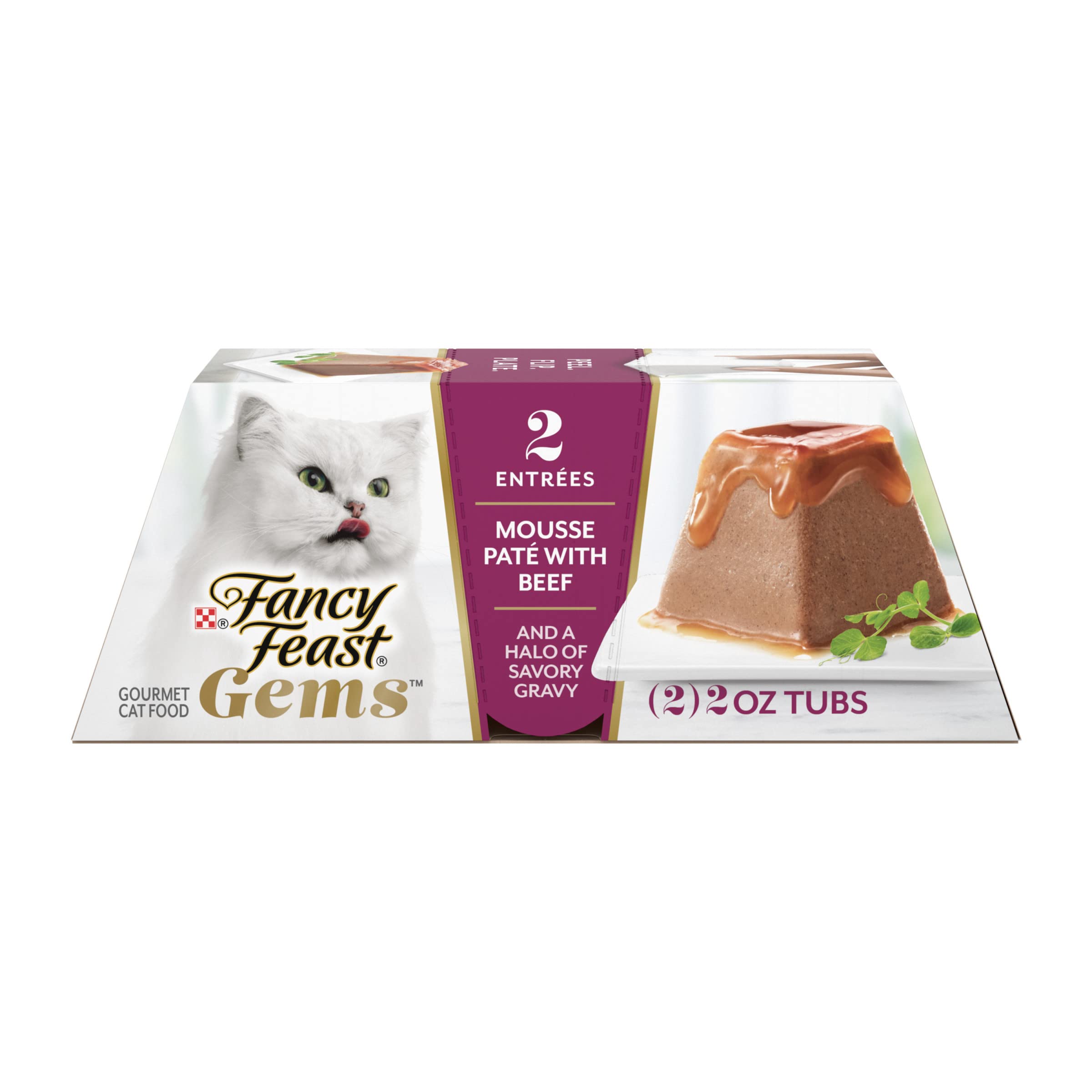 Fancy Feast Gems Pate Cat Food Mousse with Beef and a Halo of Savory Gravy Cat Food - (Pack of 8) 4 oz. Boxes