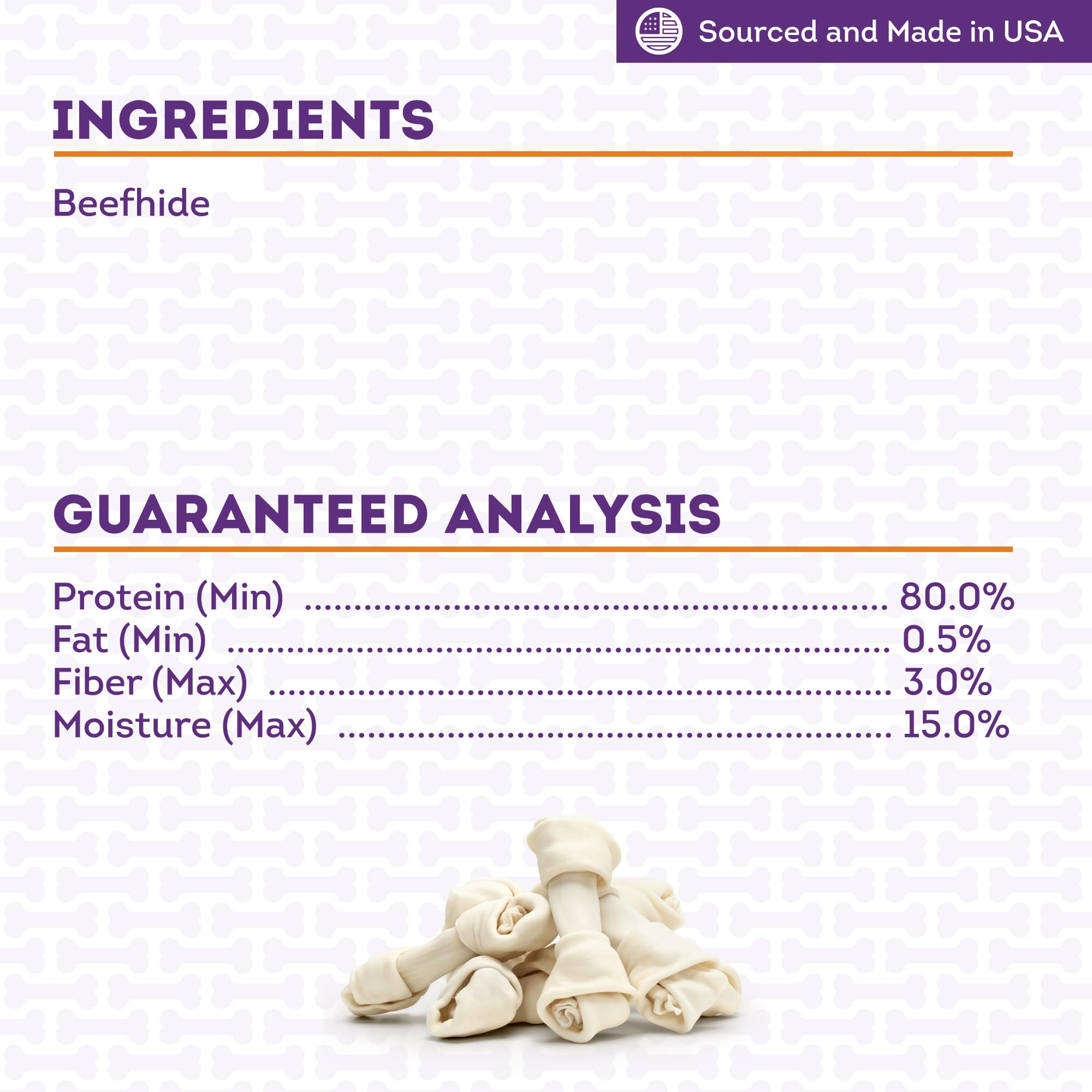 Treatly USA Beefhide Bones 7-8 Dog Chew Treats - Natural Flavor, 7 Count/1 Pack