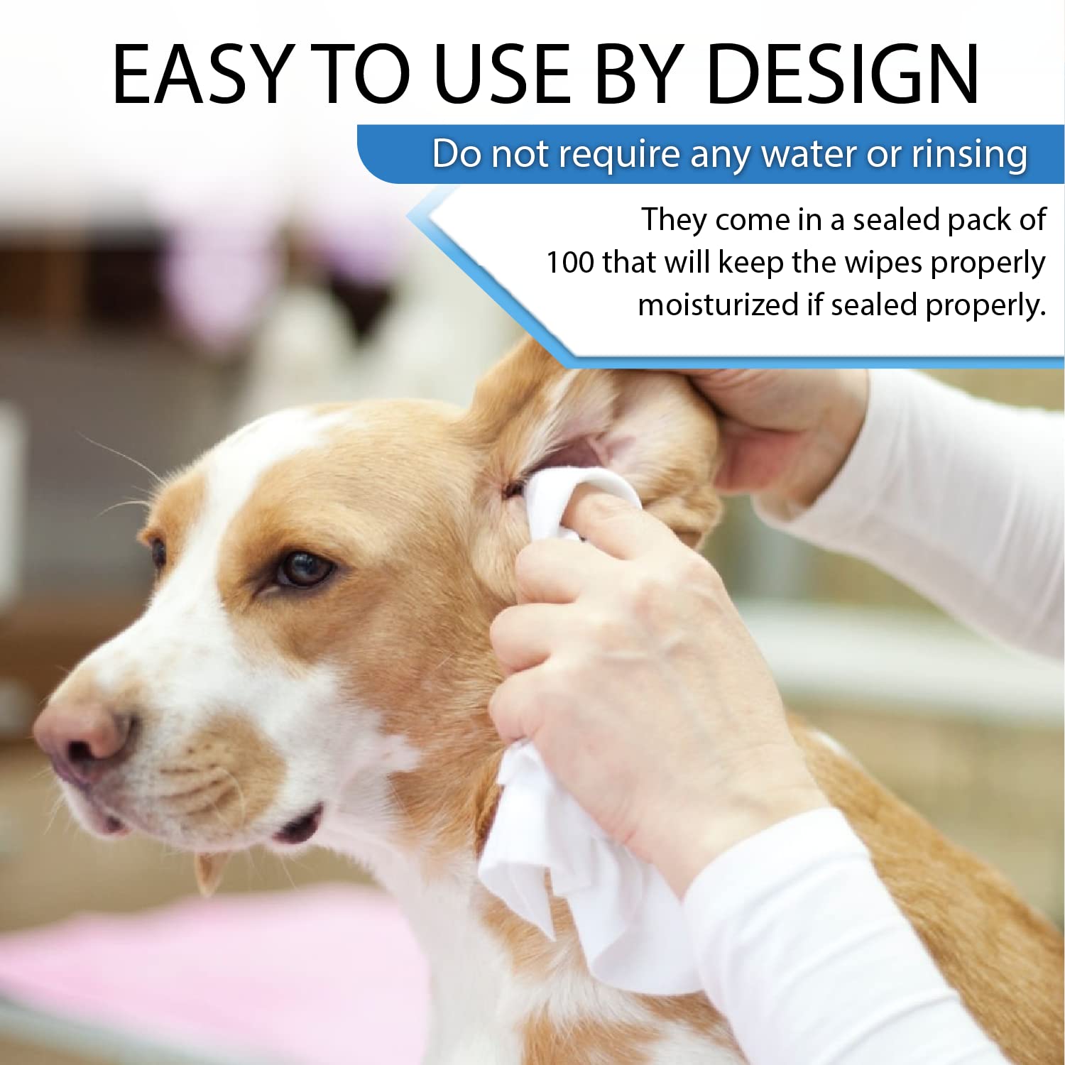 Tetesol Dog Wipes For Pets Cats-100 Count All Purpose Unscented Wet Wipes For Paw Butt Cleaning,Grooming,Alcoholfree,Vitamin E,Ph Balanced