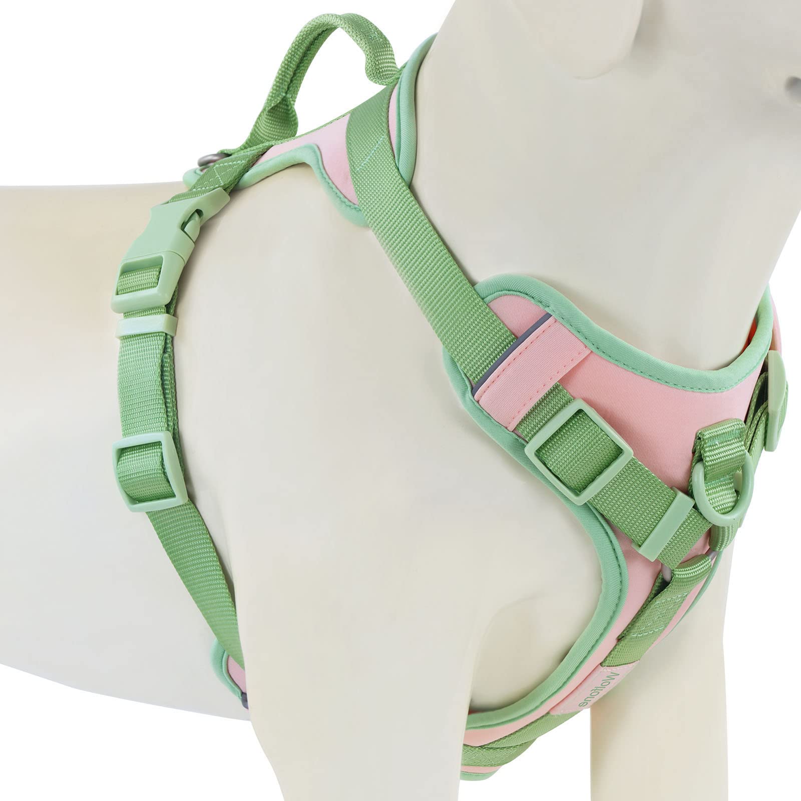 Wolfone No Pull Dog Harness Adjustable Soft Padded Pet Vest With Control Handle Adorable Daily Harness For Dogs(Gossamer Pink Xl