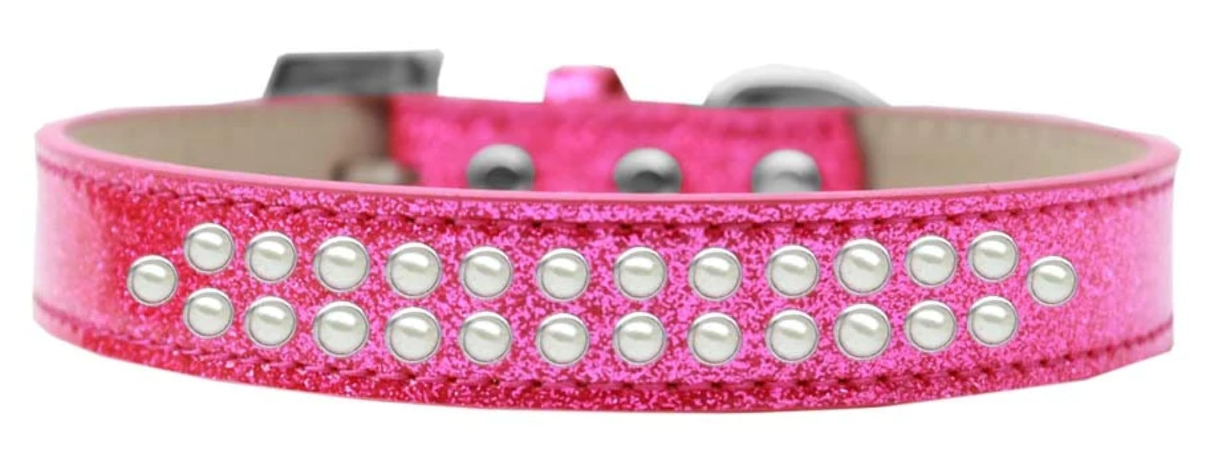 Dog, Puppy & Pet Ice Cream Collar, Two Row Pearl Rimsets Purple 18