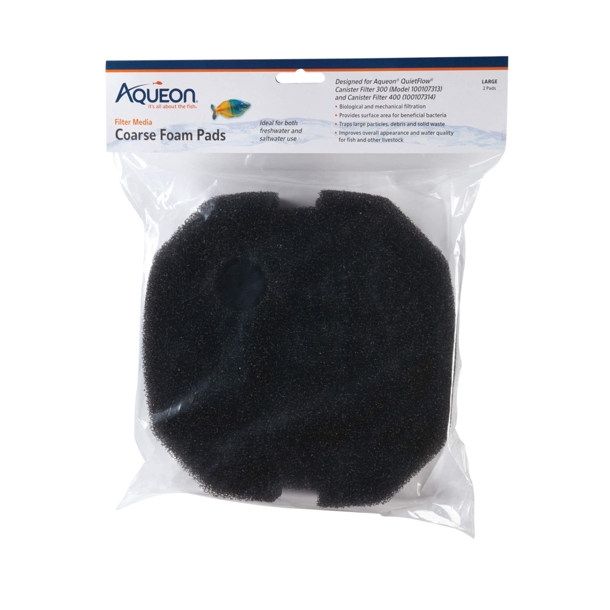 Aqueon Canister Filter Media Foam Pad, Black, Medium/Large