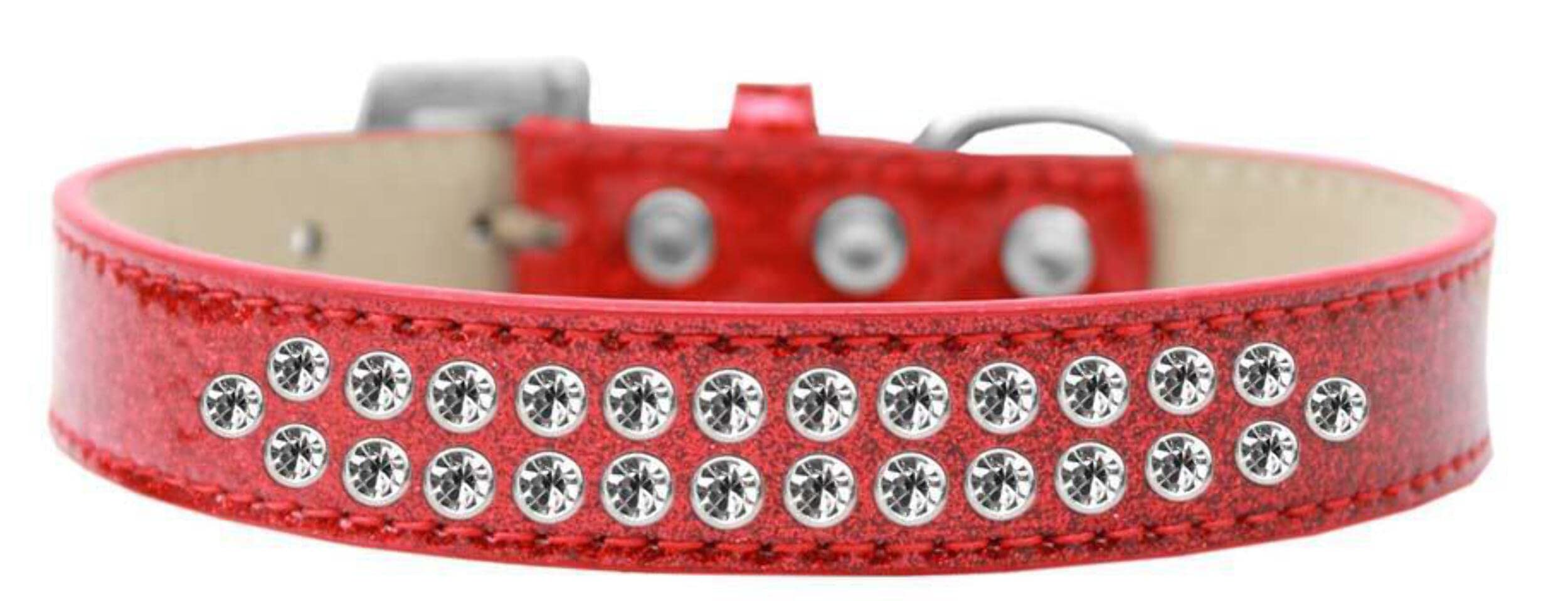 Dog, Puppy & Pet Ice Cream Collar, Two Row Clear Crystal Rimsets Silver 18