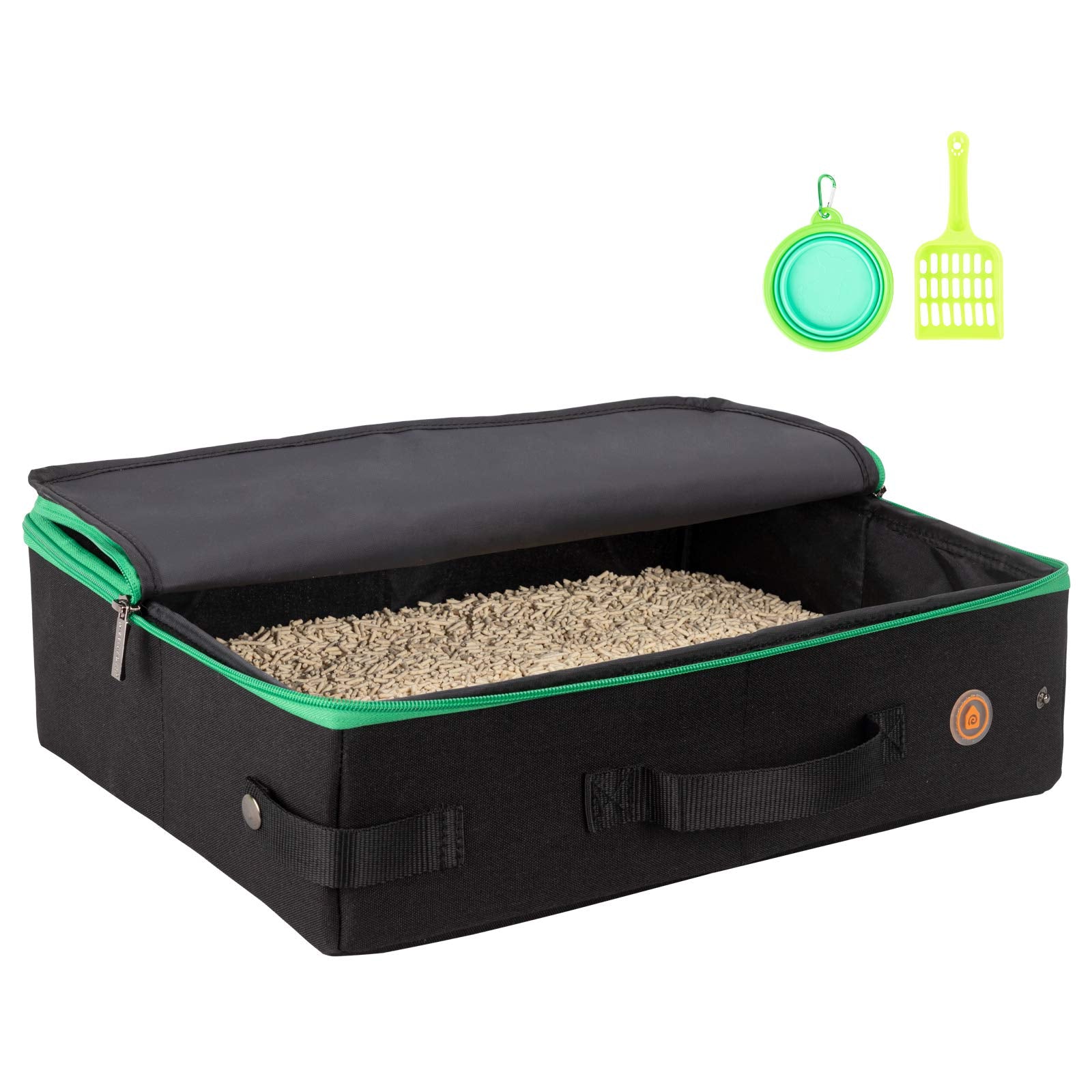 petisfam Portable Travel Litter Box for Cats with Lid to Contain Litter and Odor. Easy to Carry, Clean and Store. Easy for Car T