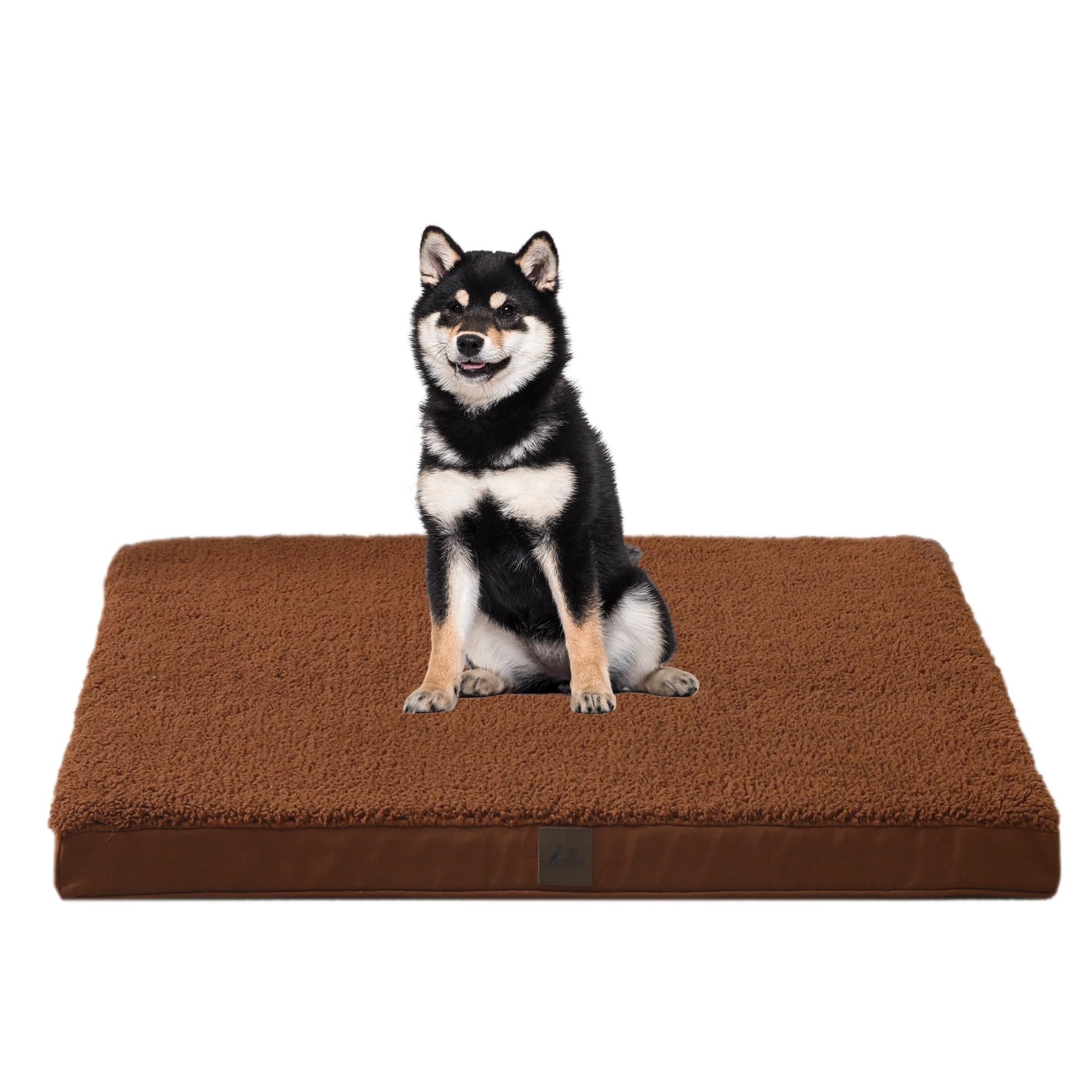 Daysu Dog Bed For Medium Dogs, Orthopedic Dog Beds With Removable Washable Cover, Medium Egg Crate Foam Pet Bed Mat, Flax Brown,