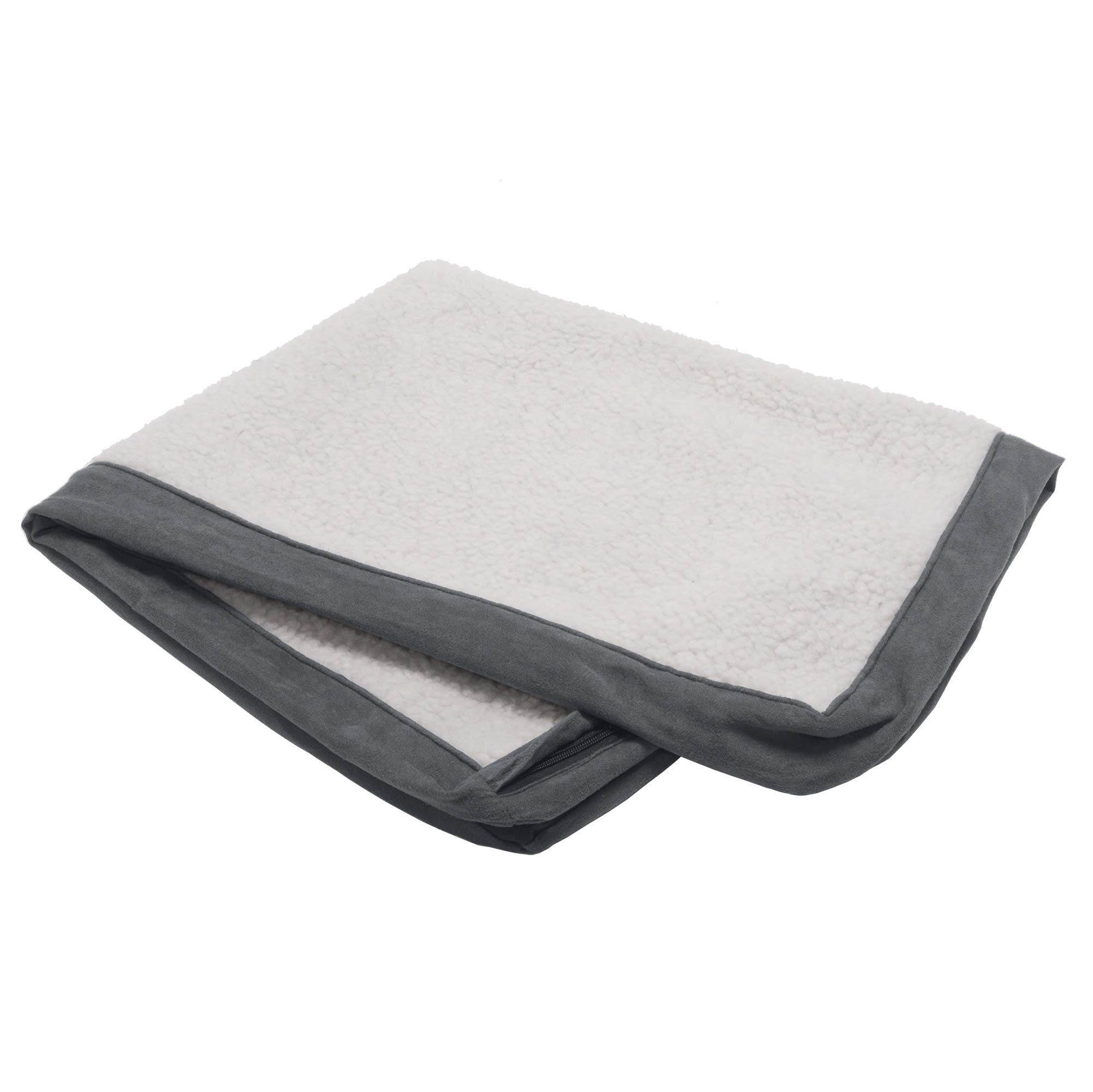 Furhaven Replacement Dog Bed Cover Sherpa & Suede Mattress, Machine Washable - Gray, Jumbo (X-Large)