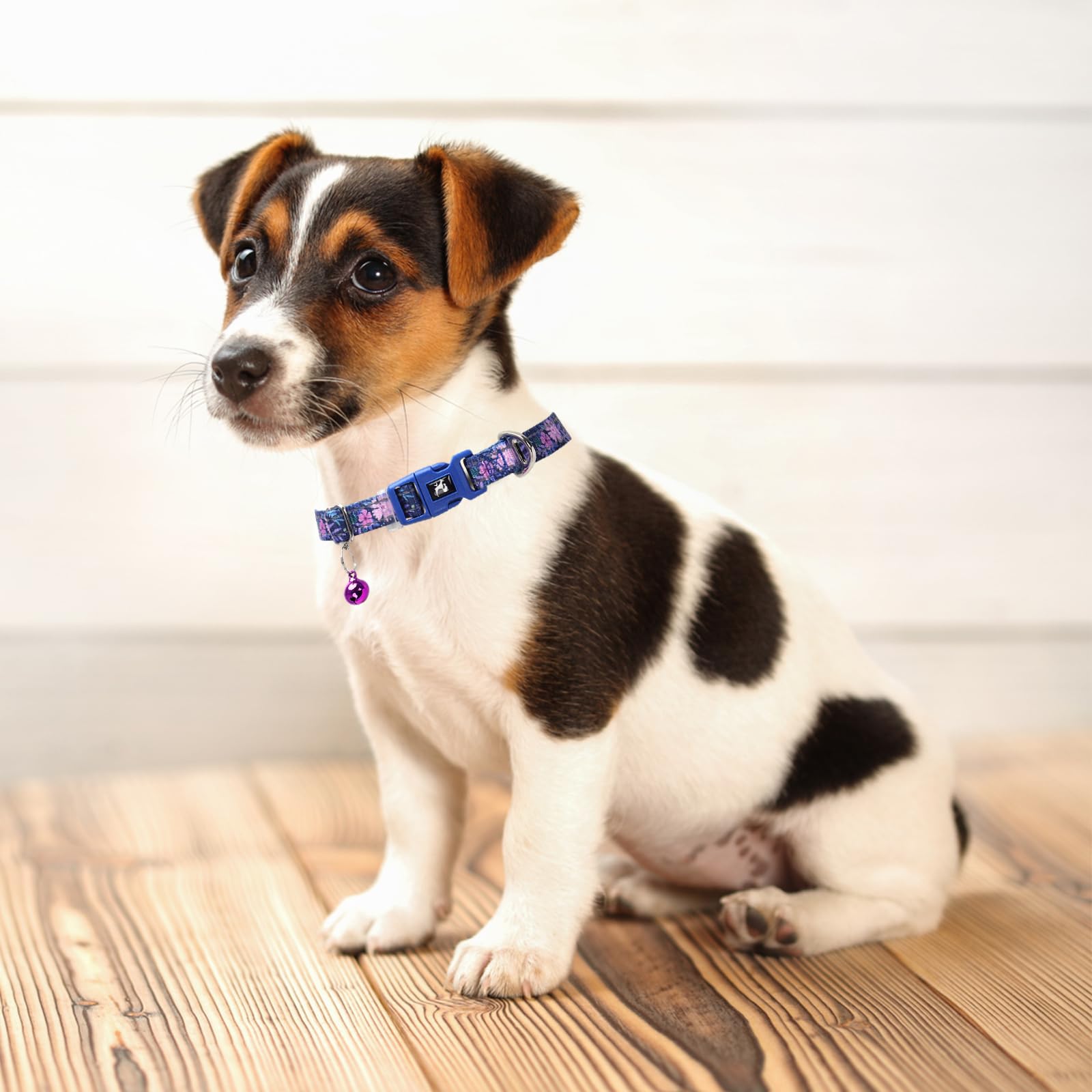 Xxs/Xs Dogs Collar With Bell - Reflective Nylon Adjustable With Bohemia Floral Patterns For Puppy Collar, Comfortable & Safe For
