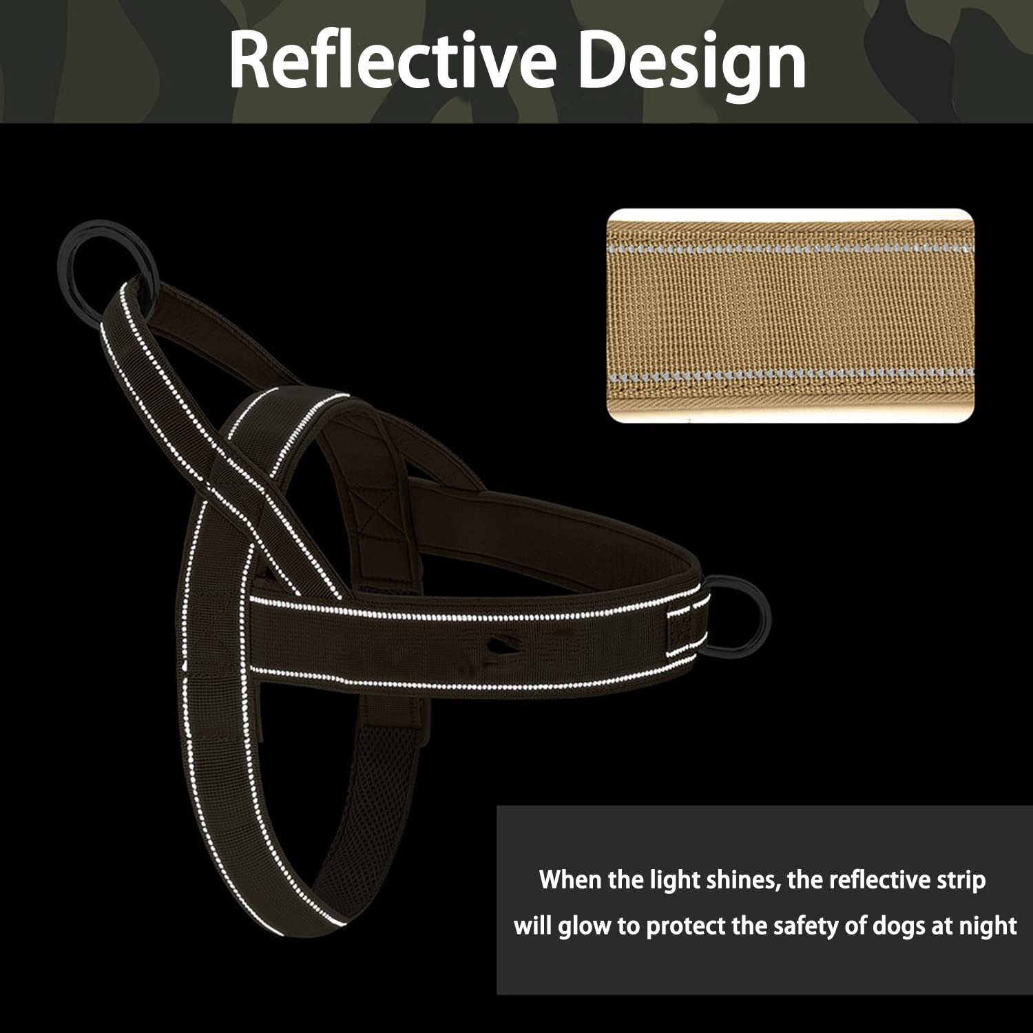 Qifbyfb No Pull Dog Harness For Medium Large Dog, Reflective Escape Proof Adjustable No Pulling Dog Harness, Dog Harness Brown M